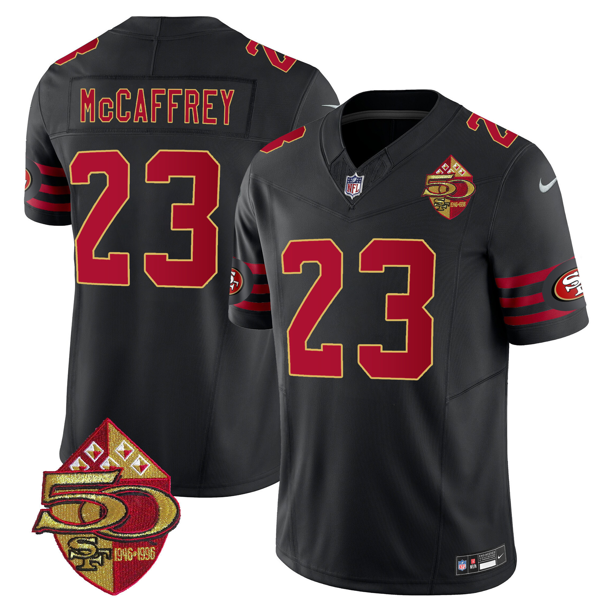 Men's Christian McCaffrey San Francisco 49ers 1996 Throwback Vapor Limited Black Jersey - All Stitched