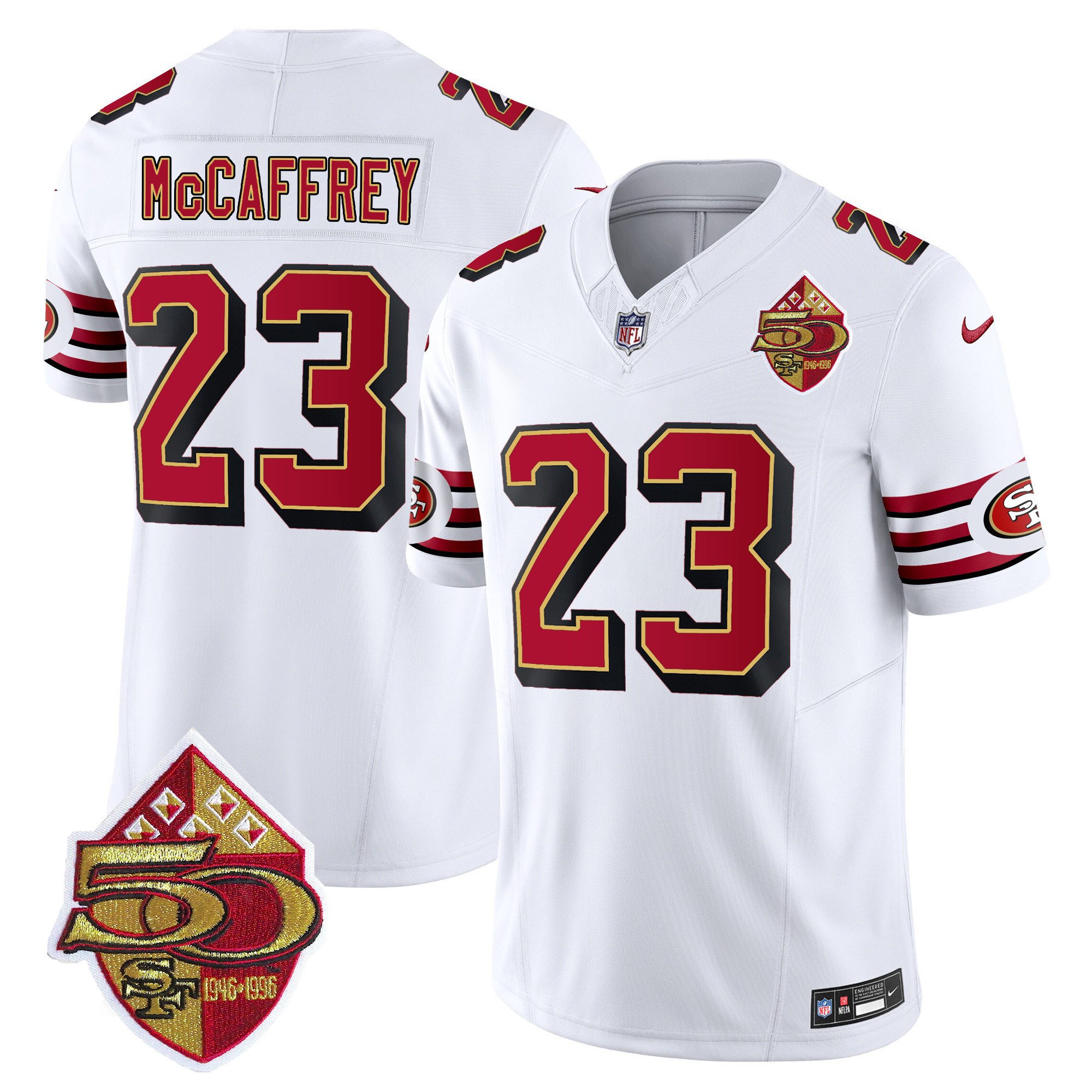 Men's Christian McCaffrey San Francisco 49ers 1996 Throwback Vapor Limited White Jersey - All Stitched