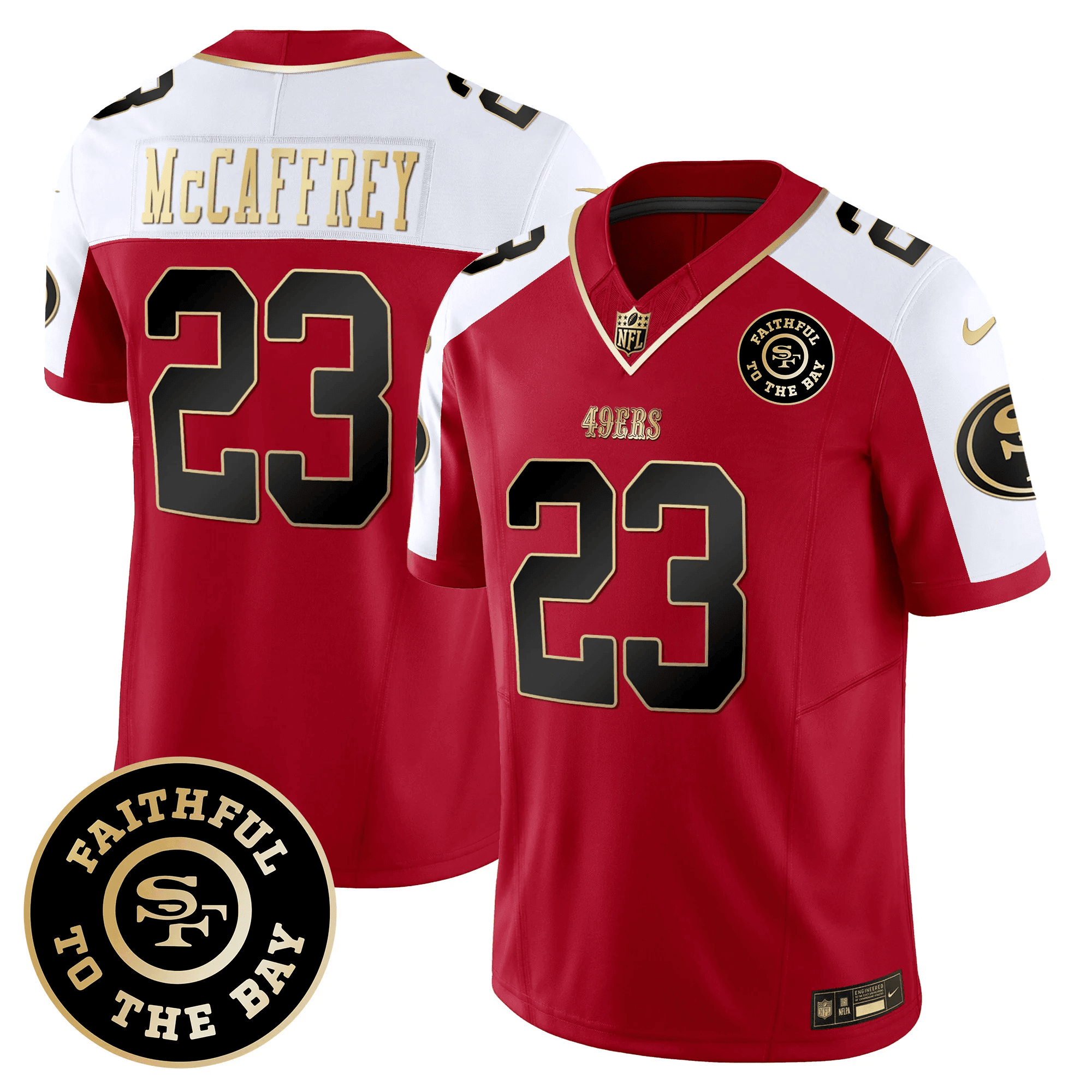 Men's Christian McCaffrey San Francisco 49ers Faithful To The Bay Patch Vapor Limited Alternate Jersey - All Stitched