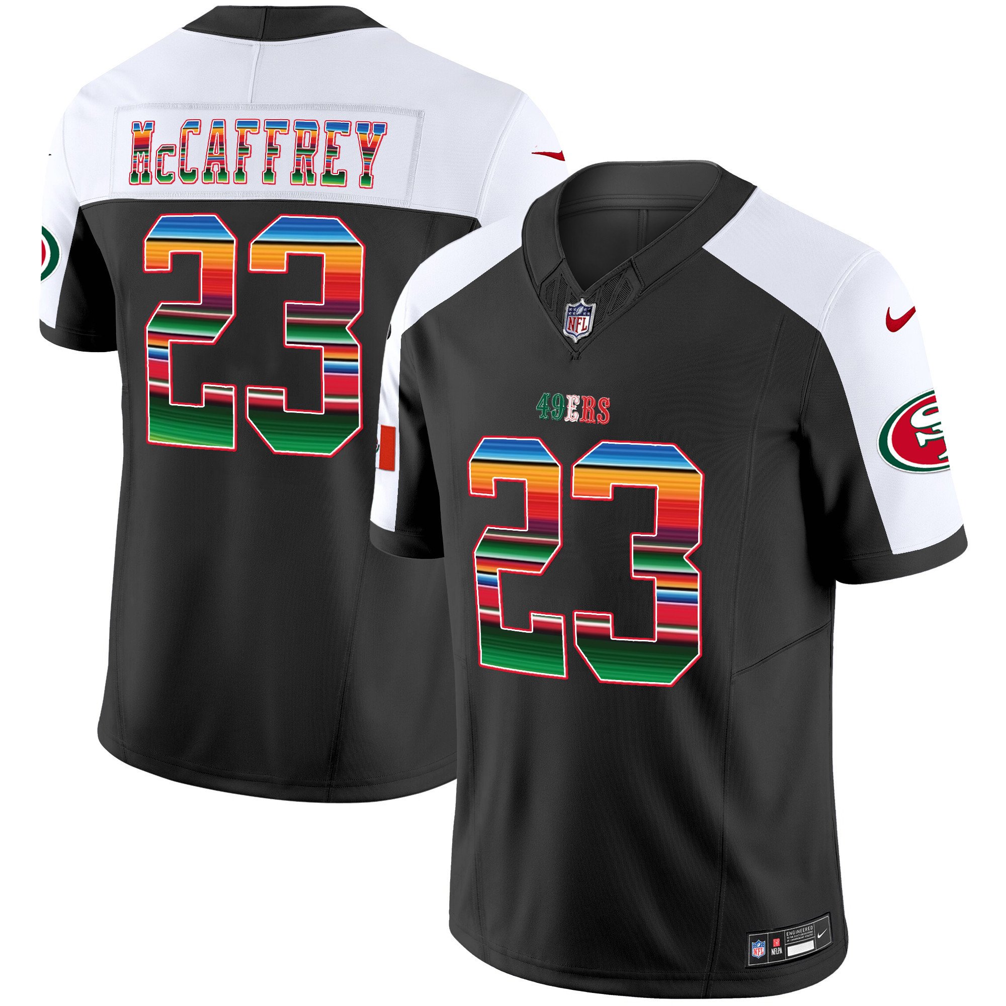 Men's Christian McCaffrey San Francisco 49ers Mexico Vapor Black Alternate Jersey V3 - All Stitched