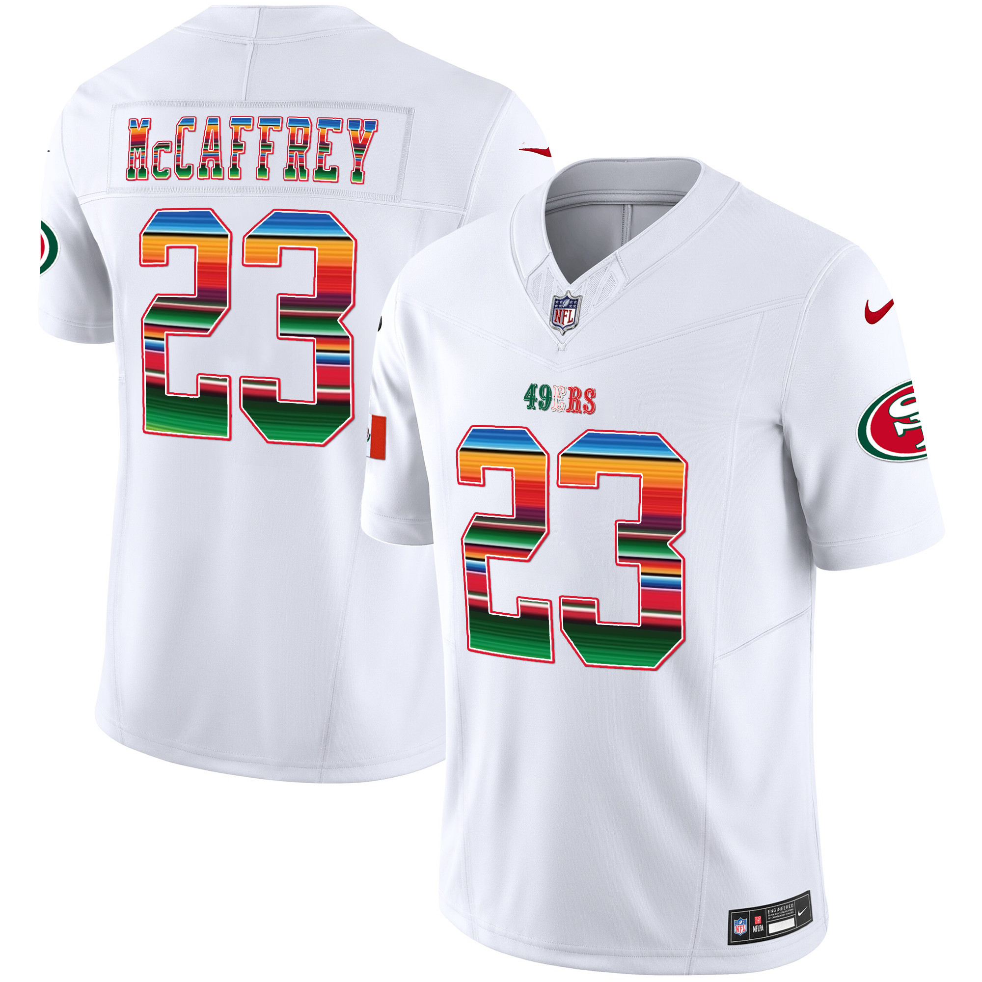 Men's Christian McCaffrey San Francisco 49ers Mexico Vapor White Jersey V3 - All Stitched