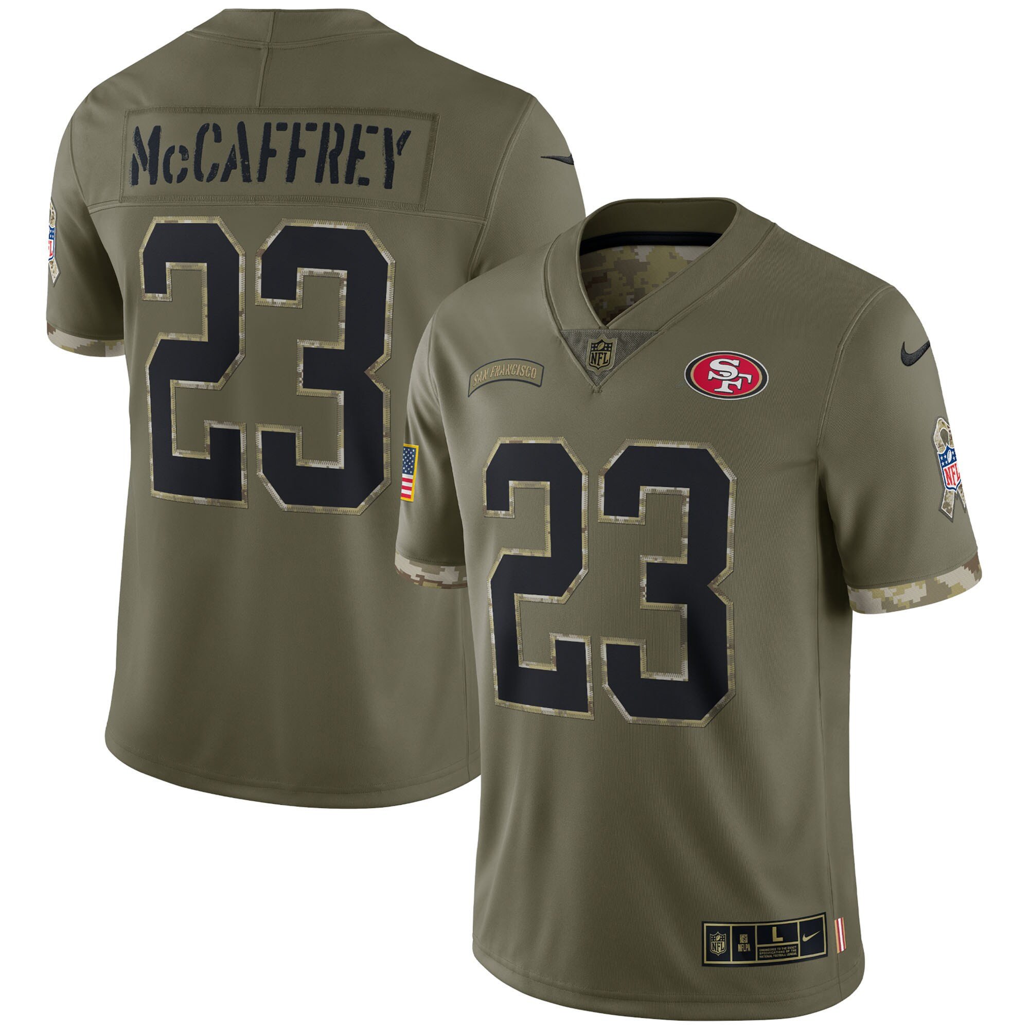 Men's Christian McCaffrey San Francisco 49ers Salute To Service Salute To Service Jersey - All Stitched