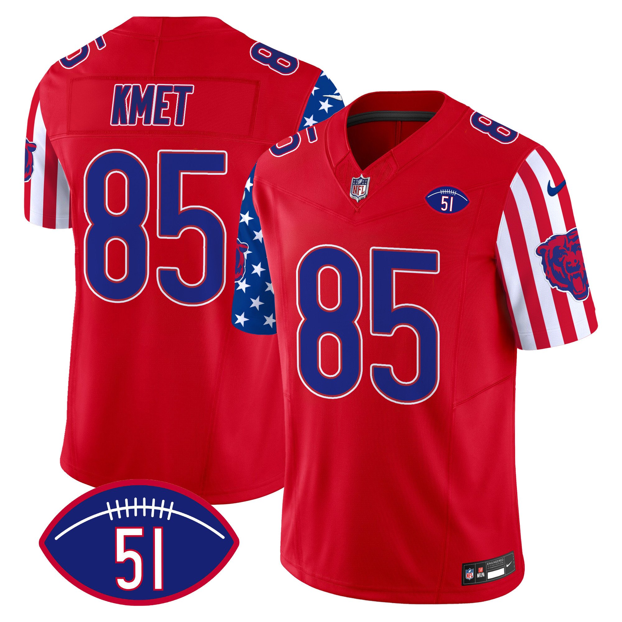 Men's Cole Kmet Chicago Bears American Style Vapor Limited Red Jersey - All Stitched