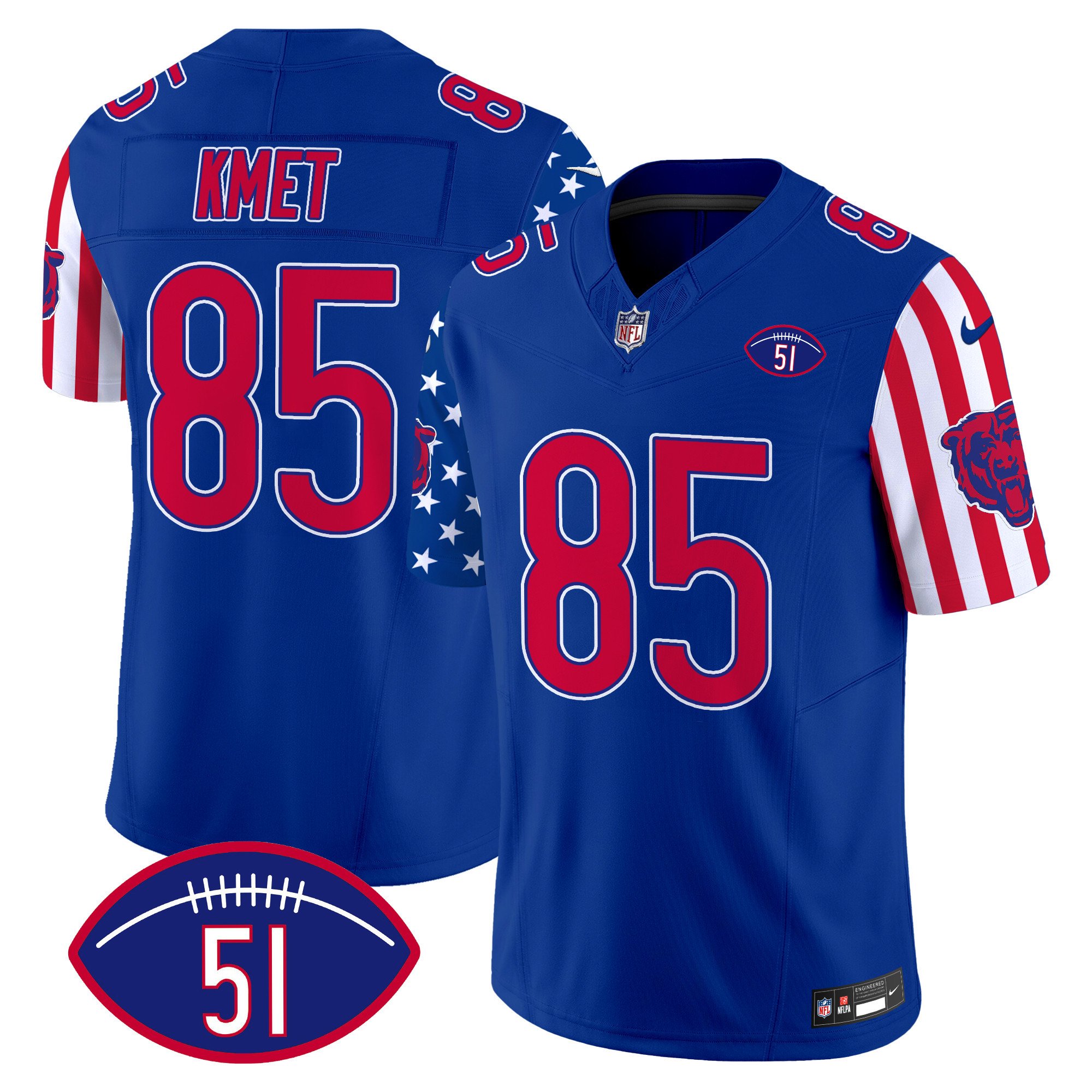 Men's Cole Kmet Chicago Bears American Style Vapor Limited Royal Jersey - All Stitched