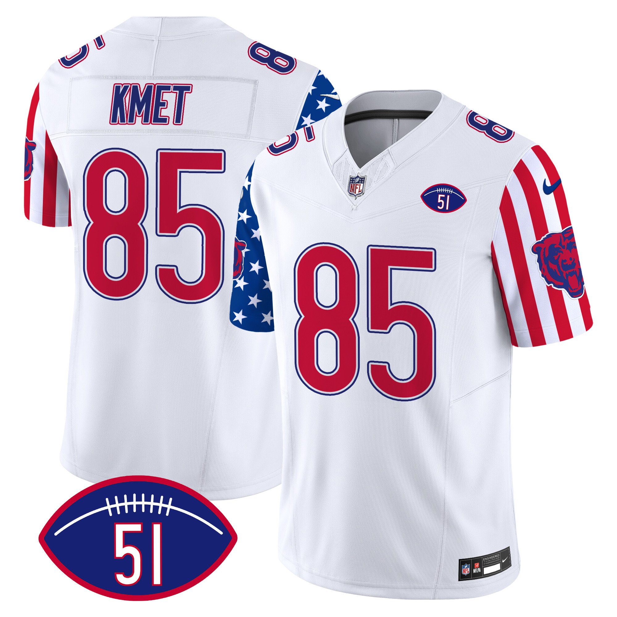 Men's Cole Kmet Chicago Bears American Style Vapor Limited White Jersey - All Stitched