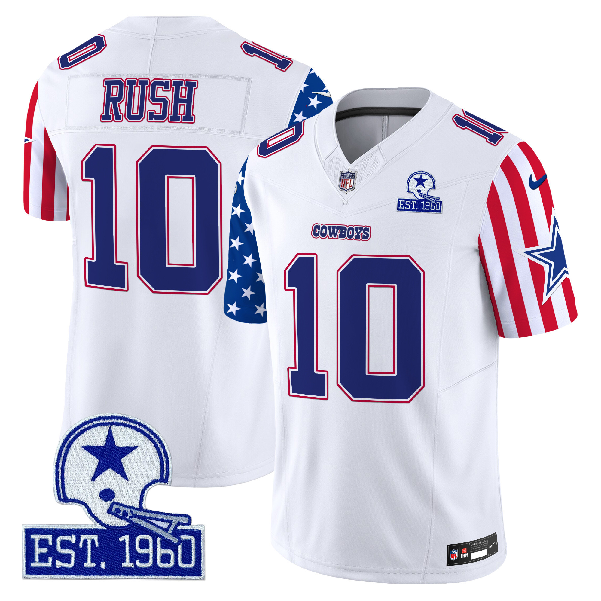 Men's Cooper Rush Dallas Cowboys American Style Vapor Limited White Jersey - All Stitched