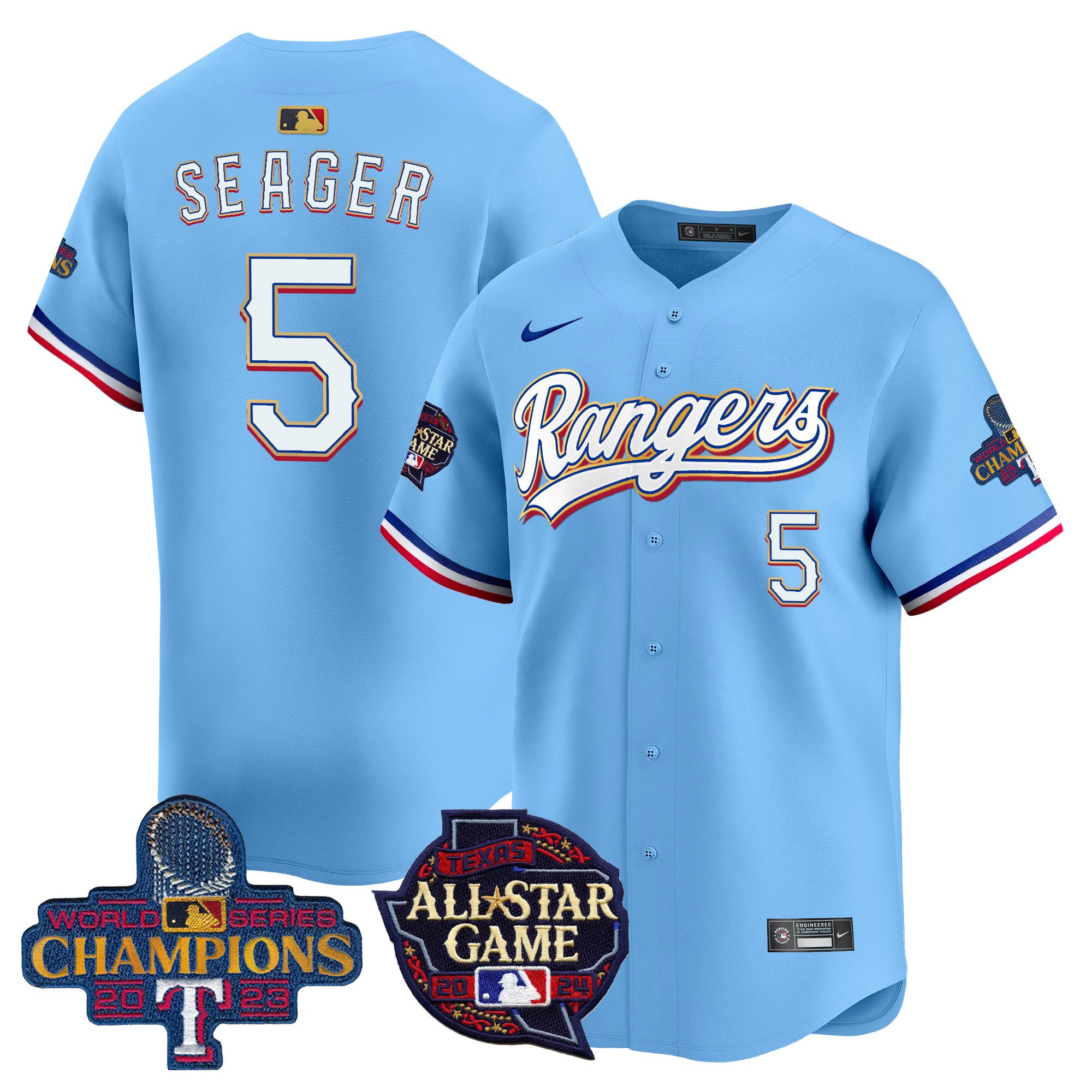 Men's Corey Seager Texas Rangers 2024 All Star Game Patch Vapor Premier Limited Blue Jersey - All Stitched