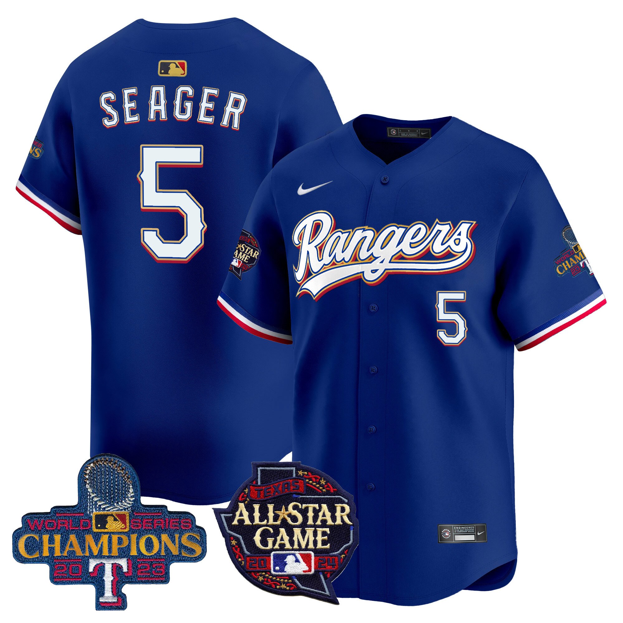 Men's Corey Seager Texas Rangers 2024 All Star Game Patch Vapor Premier Limited Royal Jersey - All Stitched