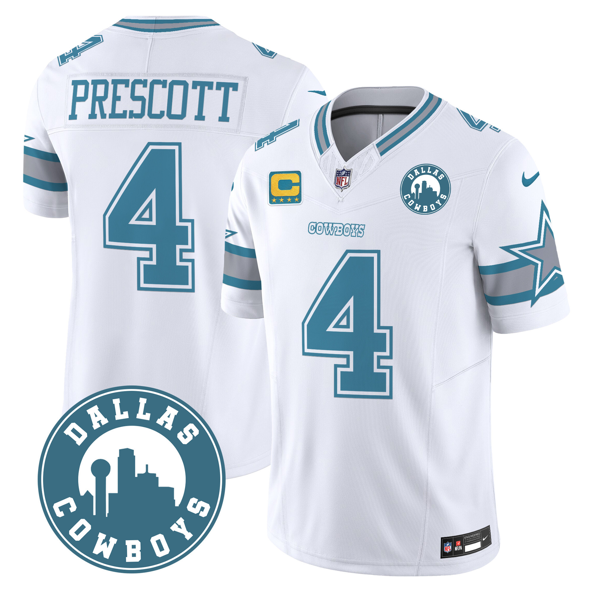 Men's Dak Prescott Dallas Cowboys "Dallas City" Patch Vapor Limited Heritage Jersey - All Stitched