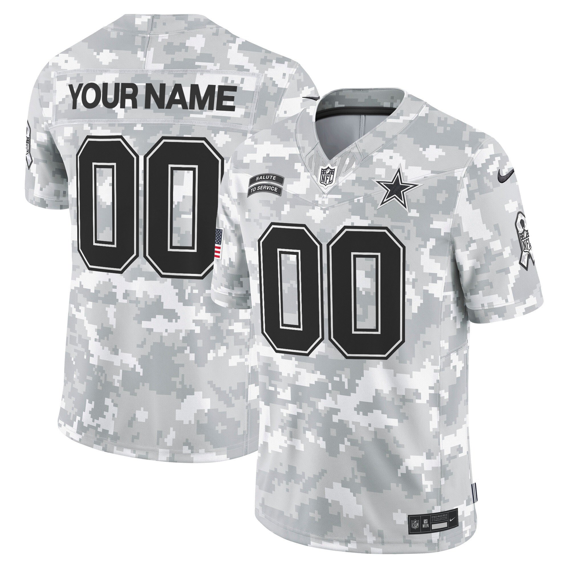Men's Dallas Cowboys 2024 Salute to Service Vapor Limited Custom Arctic Camo Jersey - All stitched