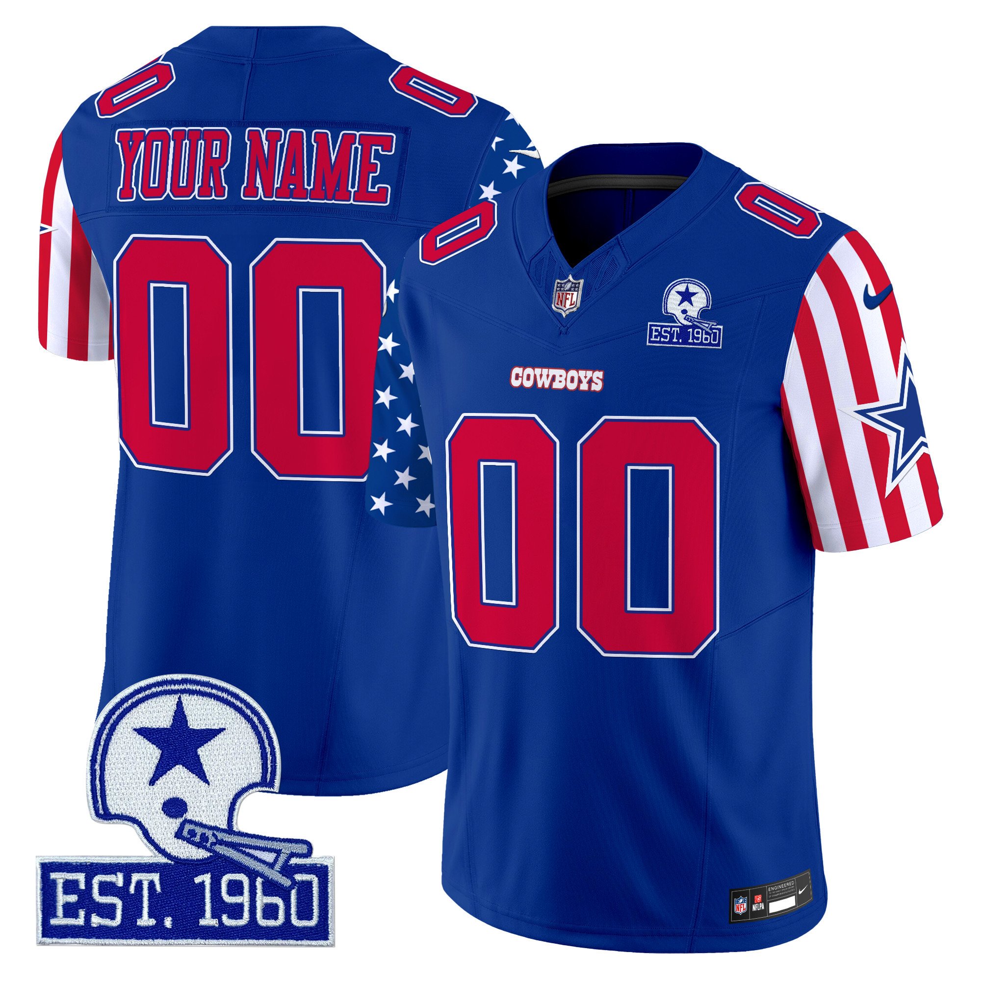 Men's Dallas Cowboys American Style Vapor Limited Custom Royal Jersey - All Stitched