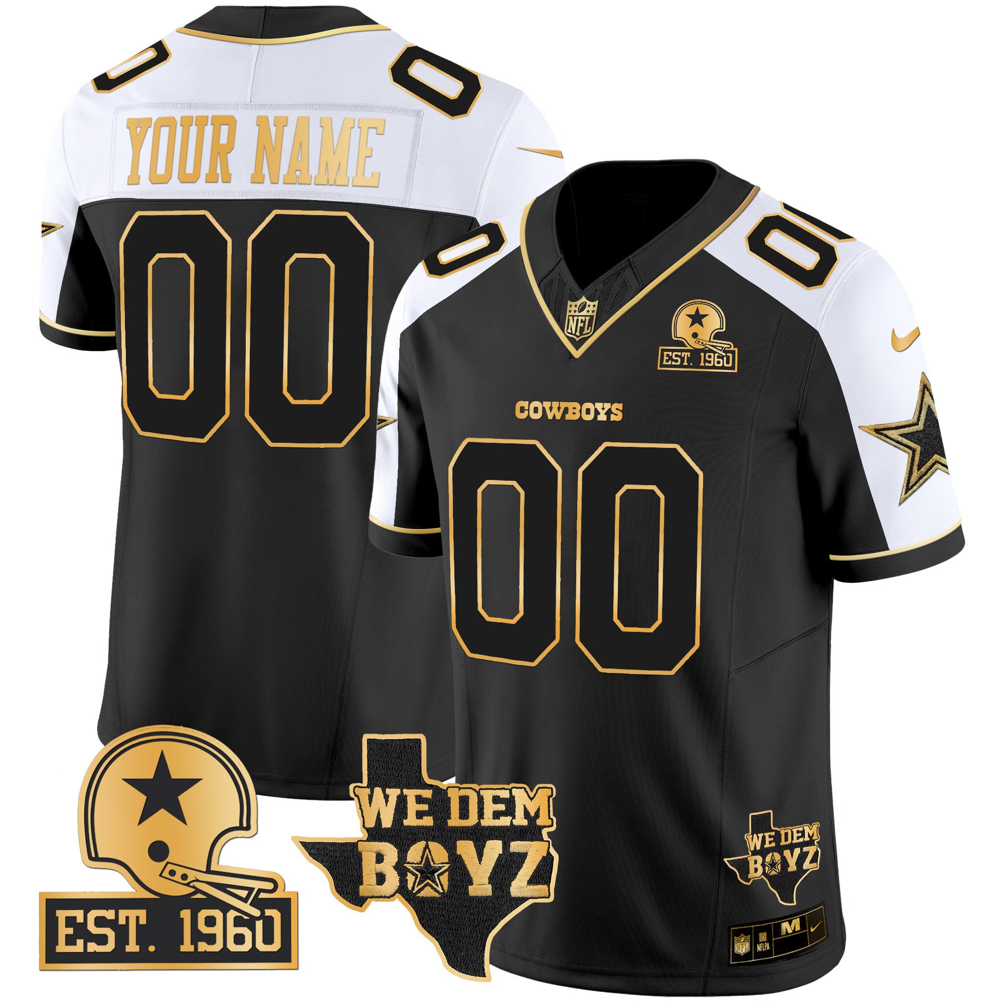 Men's Dallas Cowboys Est. 1960 & We Dem Boyz Patch Gold Vapor Limited Custom Alternate Jersey V2 - All Stitched