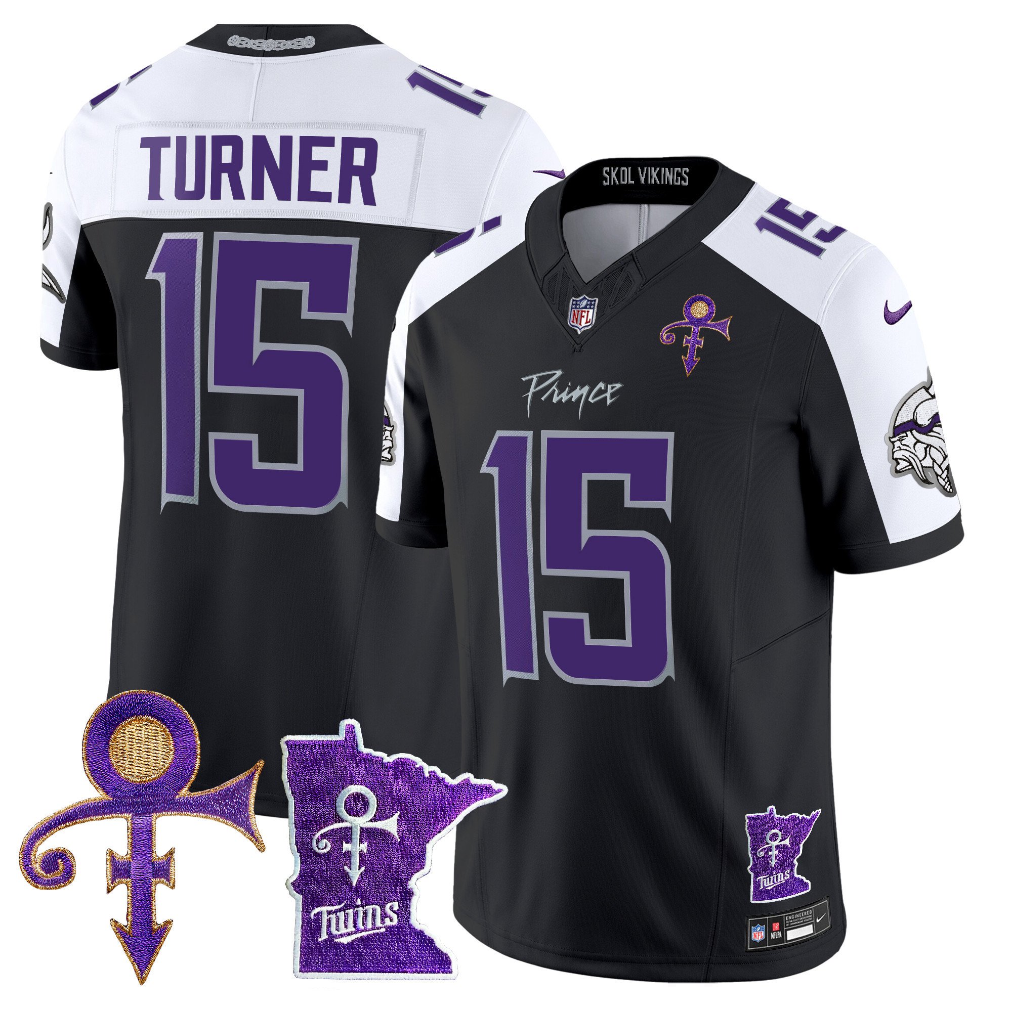 Men's Dallas Turner Minnesota Vikings 2024 Prince Vapor Limited Black Alternate Jersey V2 - All Stitched