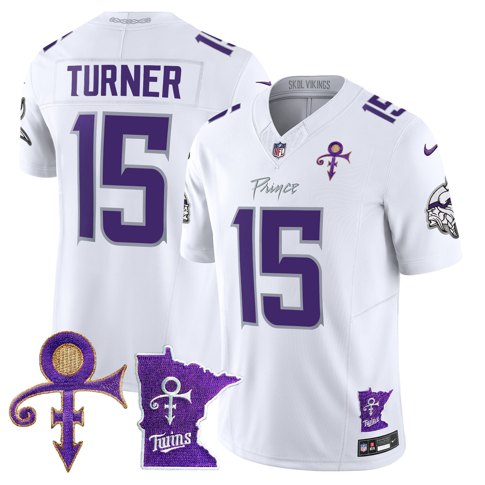 Men's Dallas Turner Minnesota Vikings 2024 Prince Vapor Limited White Limited Jersey V2 - All Stitched