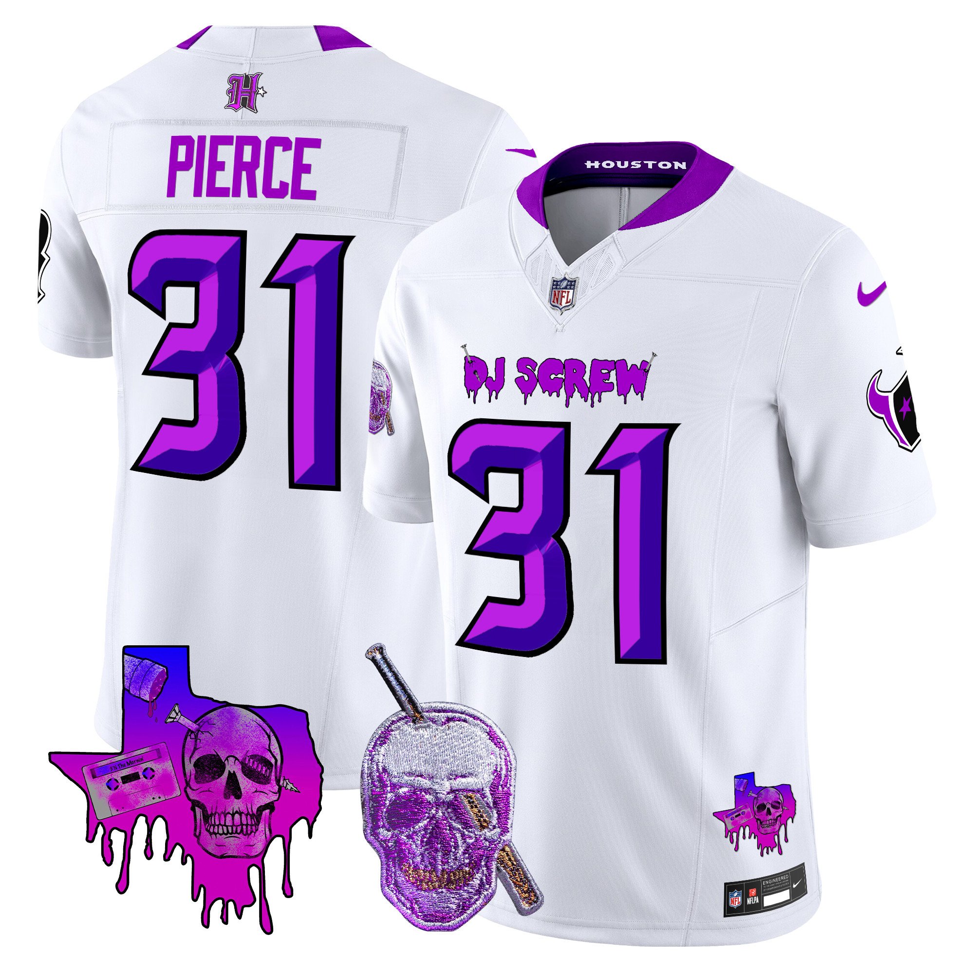 Men's Dameon Pierce Houston Texans DJ Screw Vapor Limited White Jersey - All Stitched