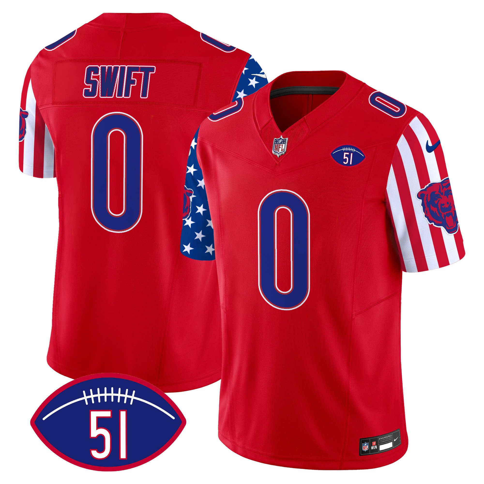 Men's D'Andre Swift Chicago Bears American Style Vapor Limited Red Jersey - All Stitched