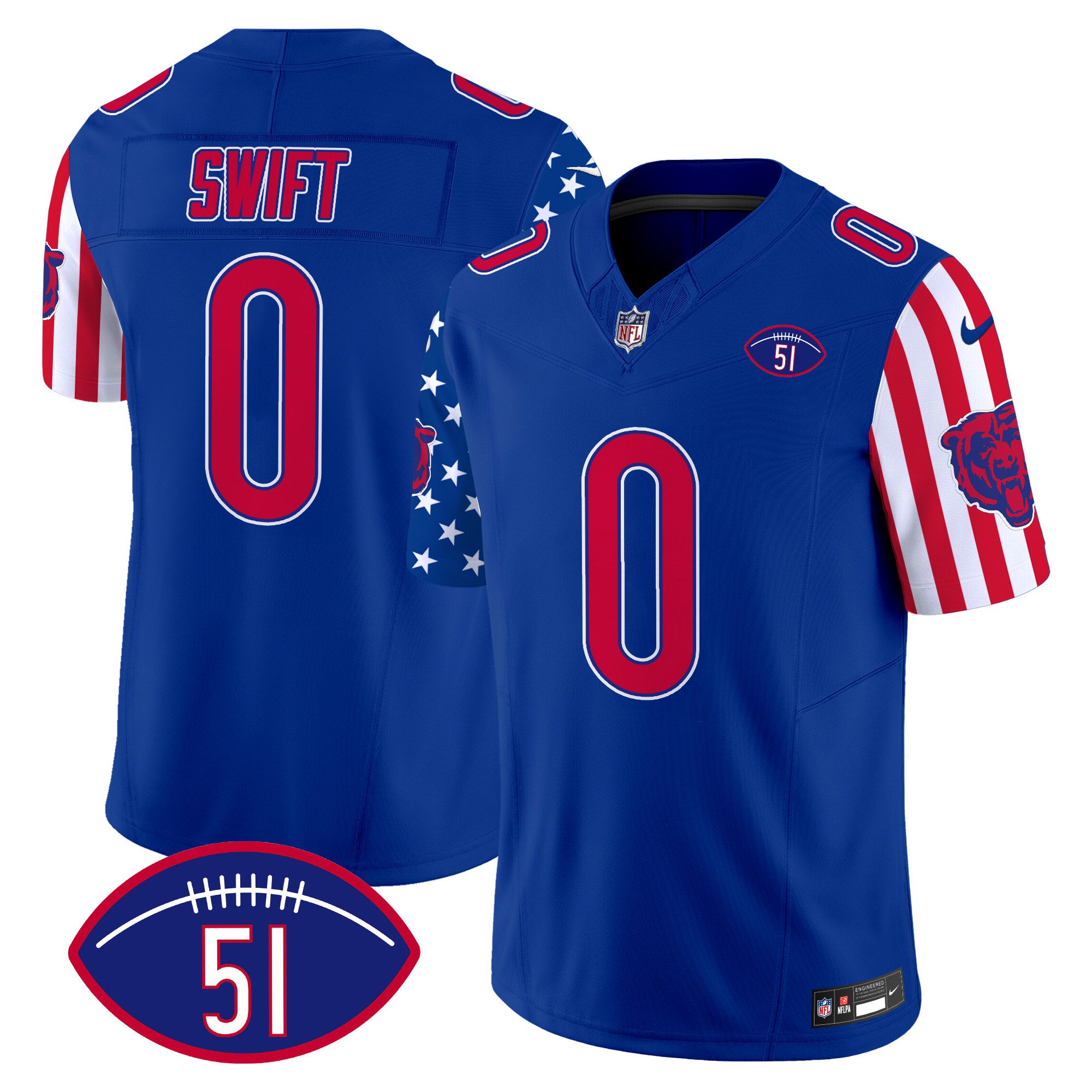 Men's D'Andre Swift Chicago Bears American Style Vapor Limited Royal Jersey - All Stitched