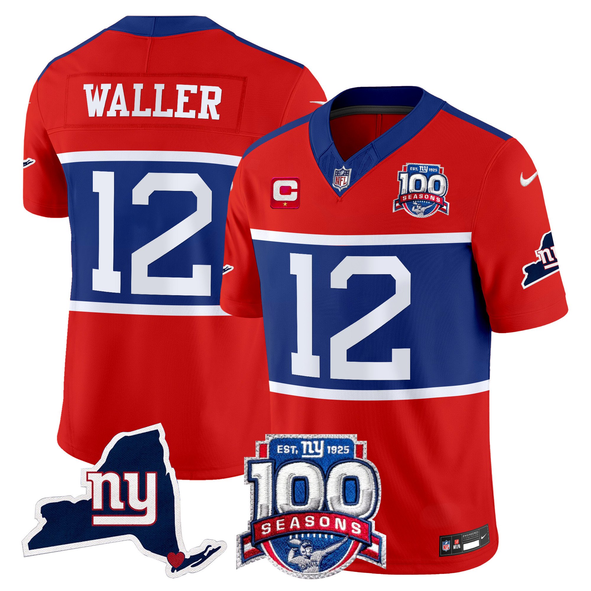 Men's Darren Waller New York Giants 'Century Red' 100th Commemorative Vapor Red Jersey V2 - All Stitched