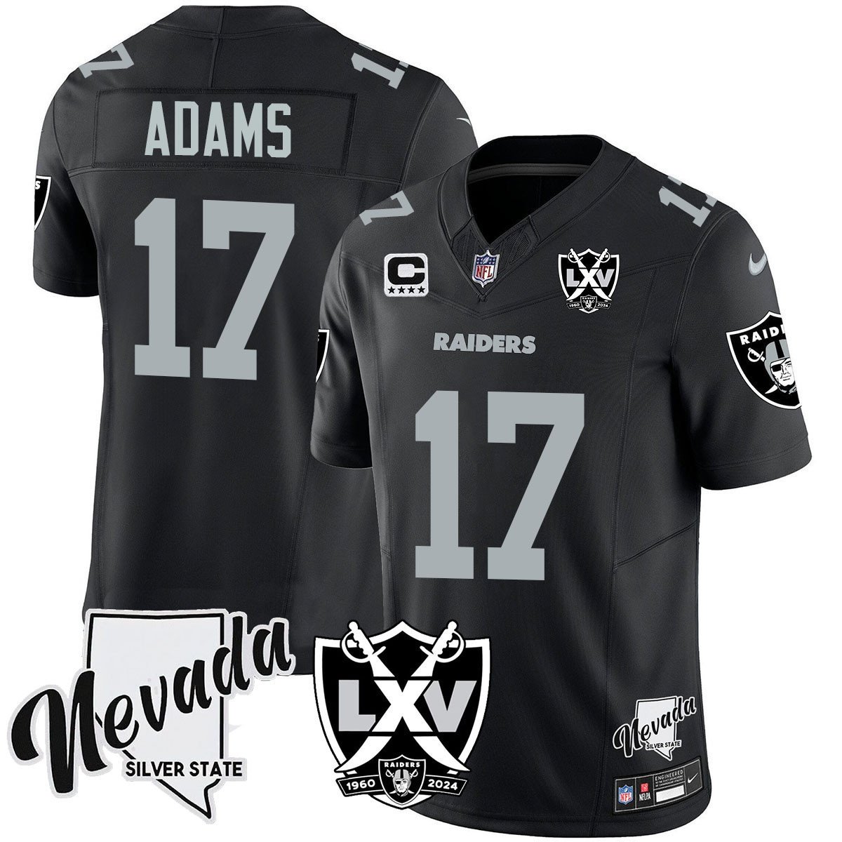 Men's Davante Adams Las Vegas Raiders 2024 Vapor Limited Black Jersey - 65th Anniversary - All Stitched