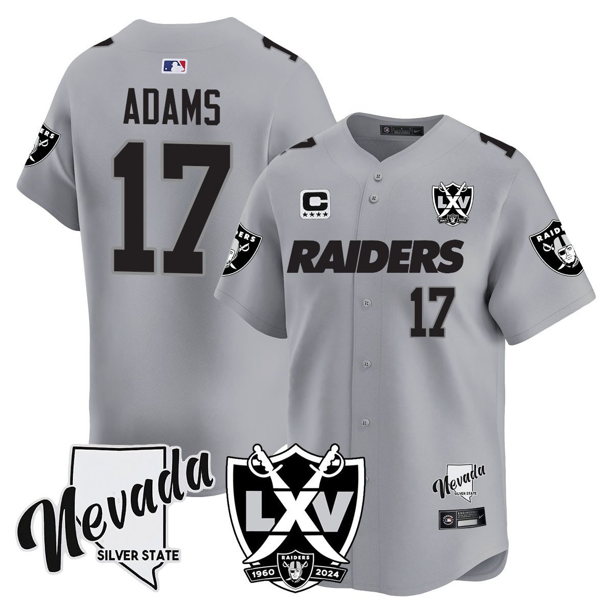 Men's Davante Adams Las Vegas Raiders 2024 Vapor Premier Limited Silver Jersey - 65th Anniversary - All Stitched