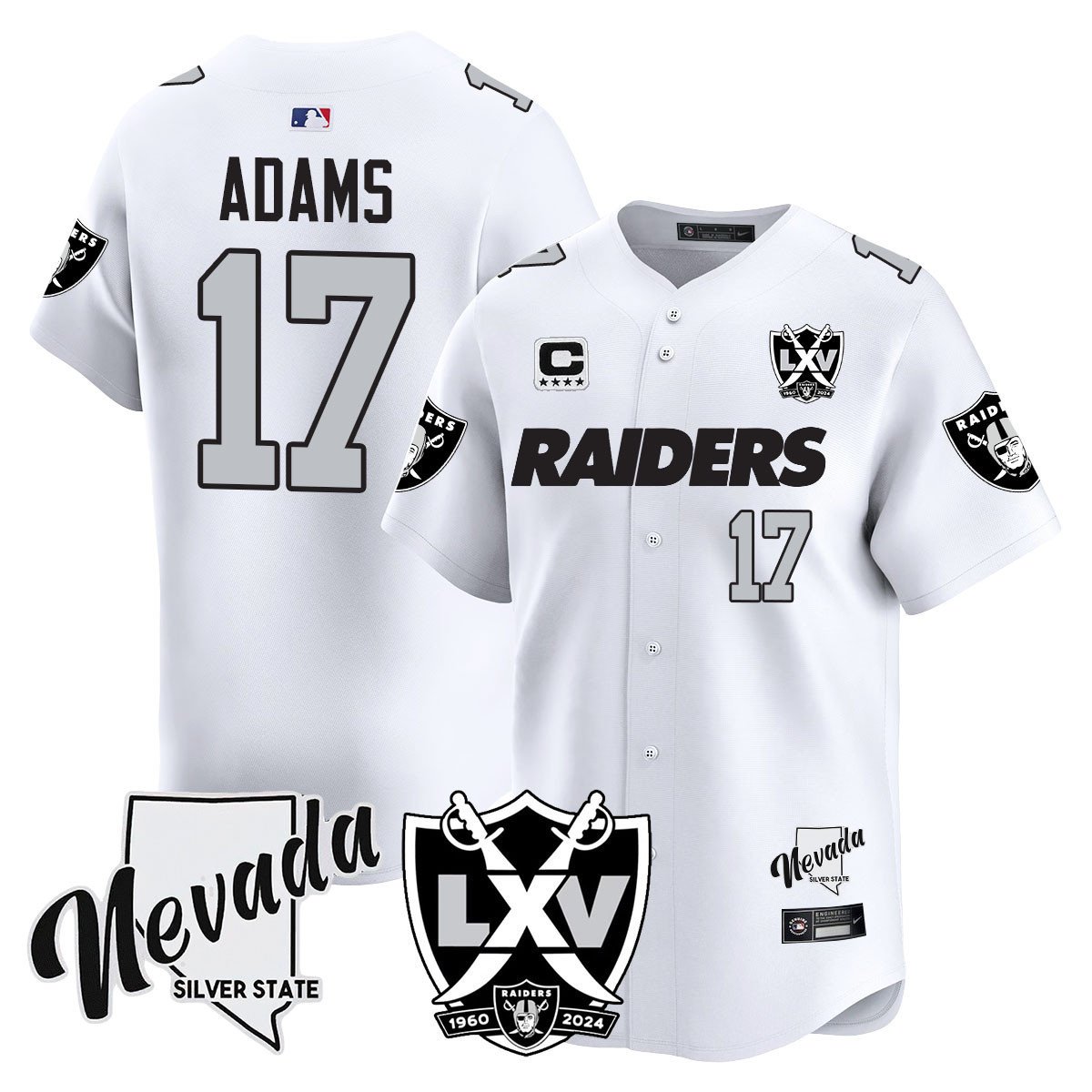 Men's Davante Adams Las Vegas Raiders 2024 Vapor Premier Limited White Jersey - 65th Anniversary - All Stitched