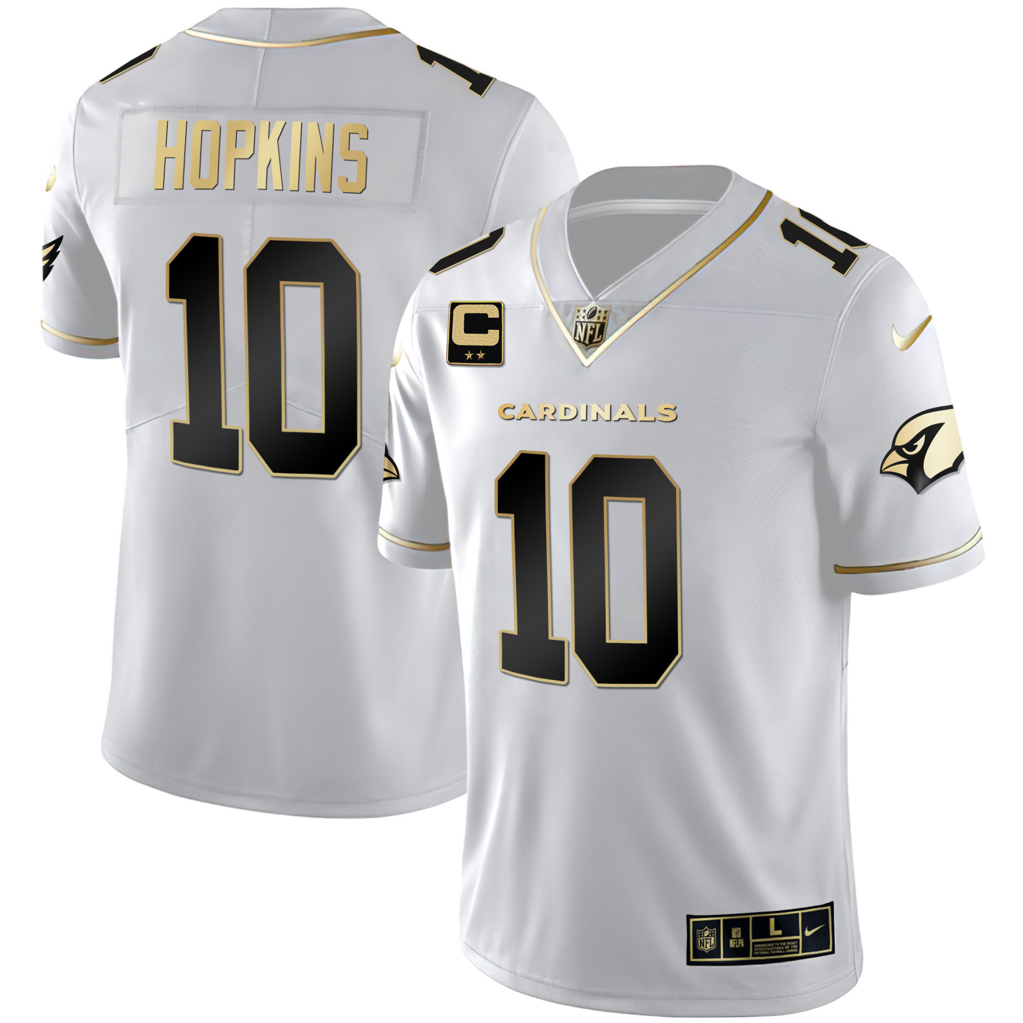 Men's DeAndre Hopkins Arizona Cardinals Black Gold & White Gold Vapor Limited White Gold Jersey - All Stitched