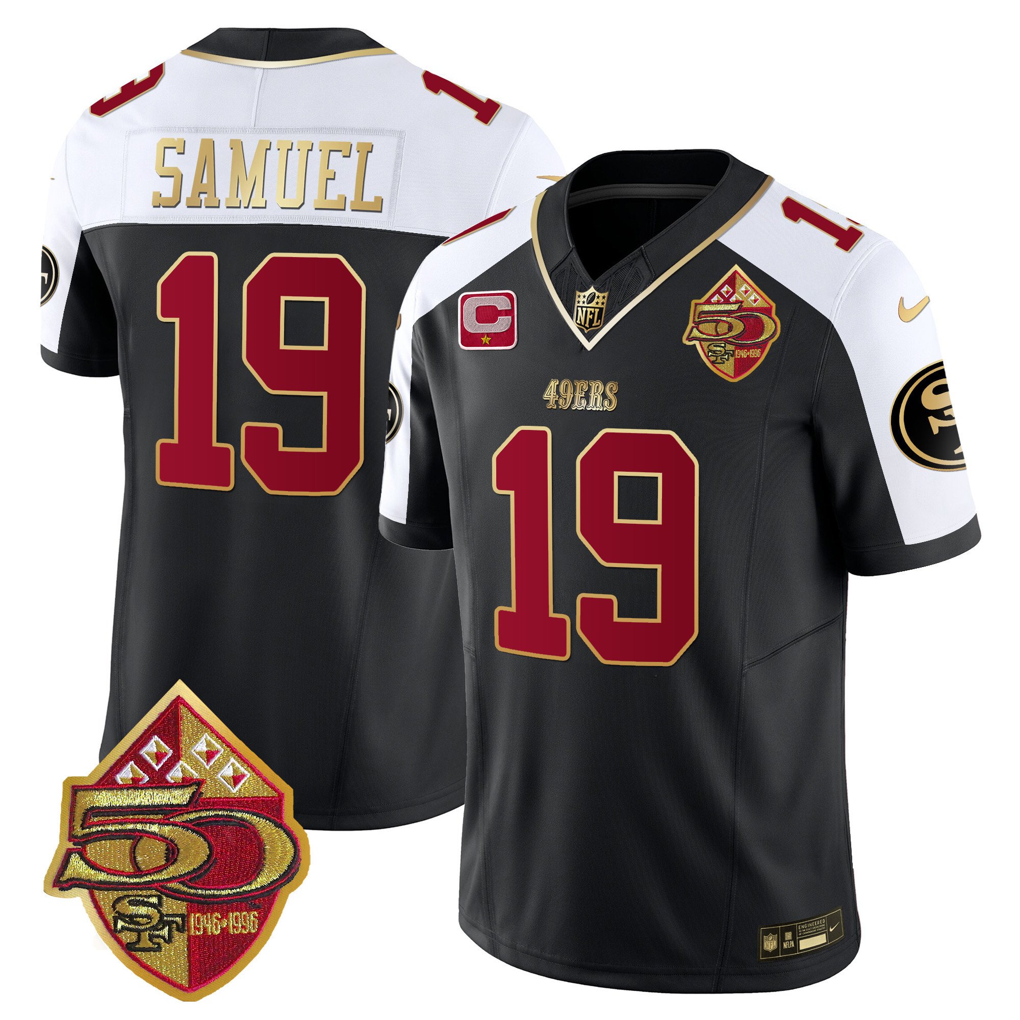 Men's Deebo Samuel San Francisco 49ers 50th Anniversary Patch Vapor Limited Black Alternate Jersey - All Stitched