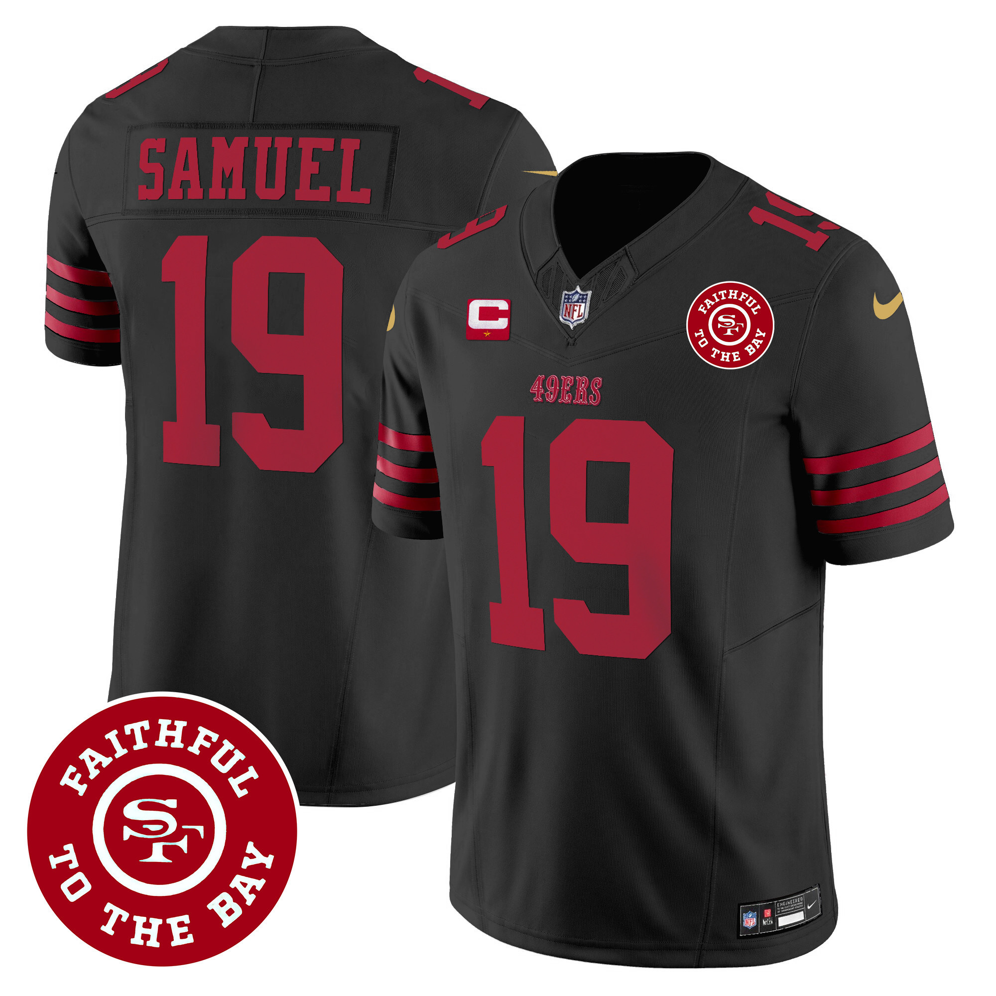 Men's Deebo Samuel San Francisco 49ers Faithful To The Bay Patch Vapor Black Jersey - All Stitched