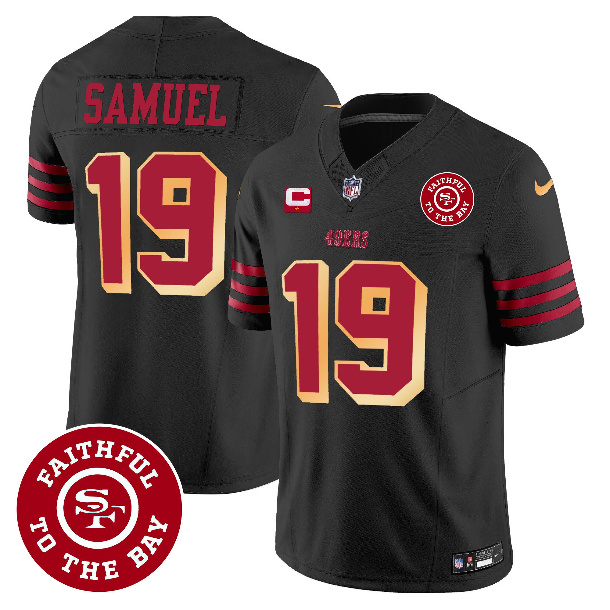 Men's Deebo Samuel San Francisco 49ers Faithful To The Bay Patch Vapor Black Jersey V2 - All Stitched