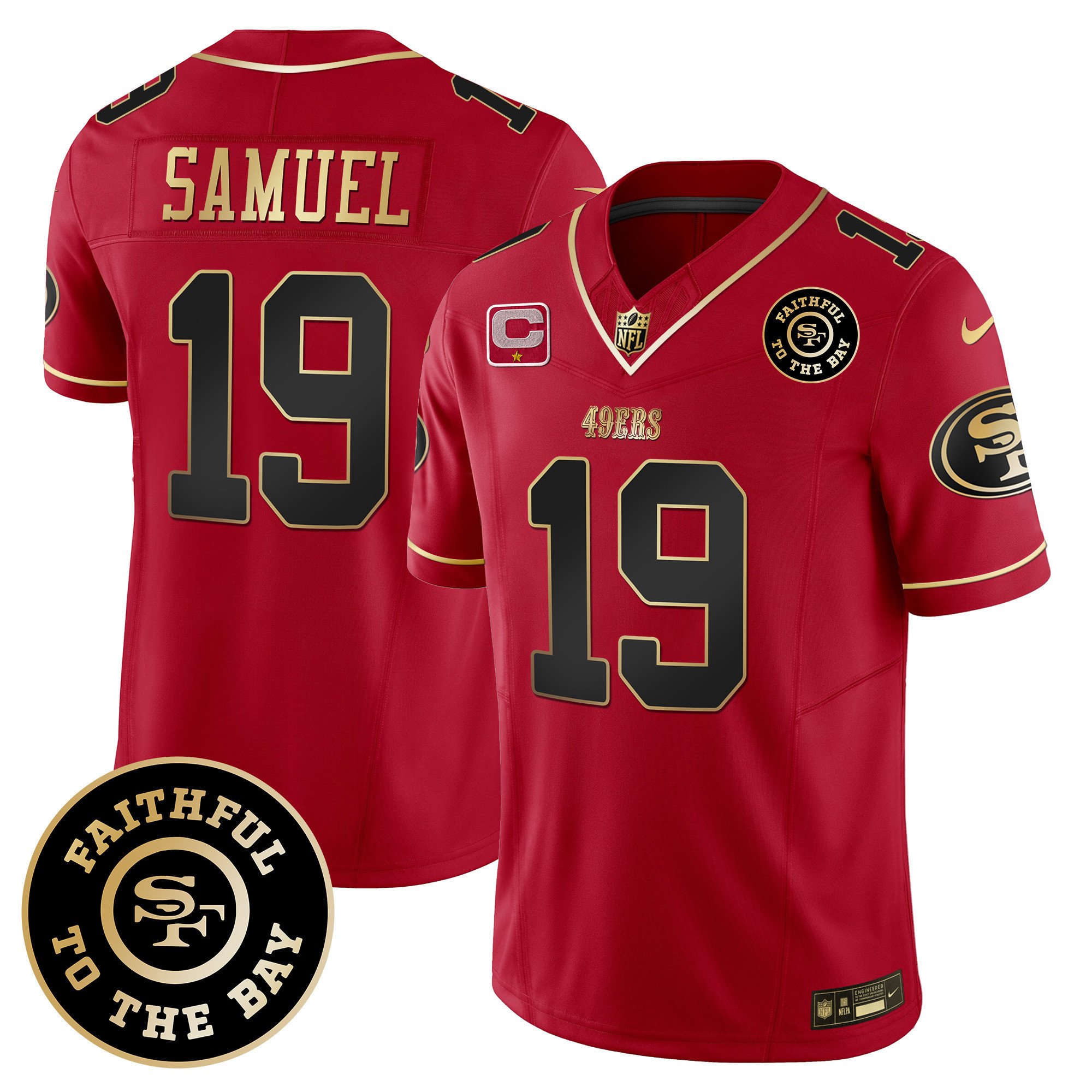 Men's Deebo Samuel San Francisco 49ers Faithful To The Bay Patch Vapor Limited Scarlet Limited Jersey V7 - All Stitched