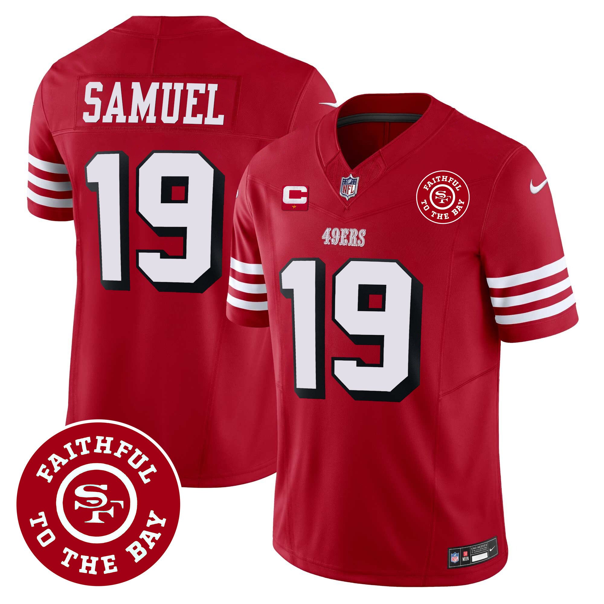 Men's Deebo Samuel San Francisco 49ers Faithful To The Bay Patch Vapor Red Jersey V2 - All Stitched