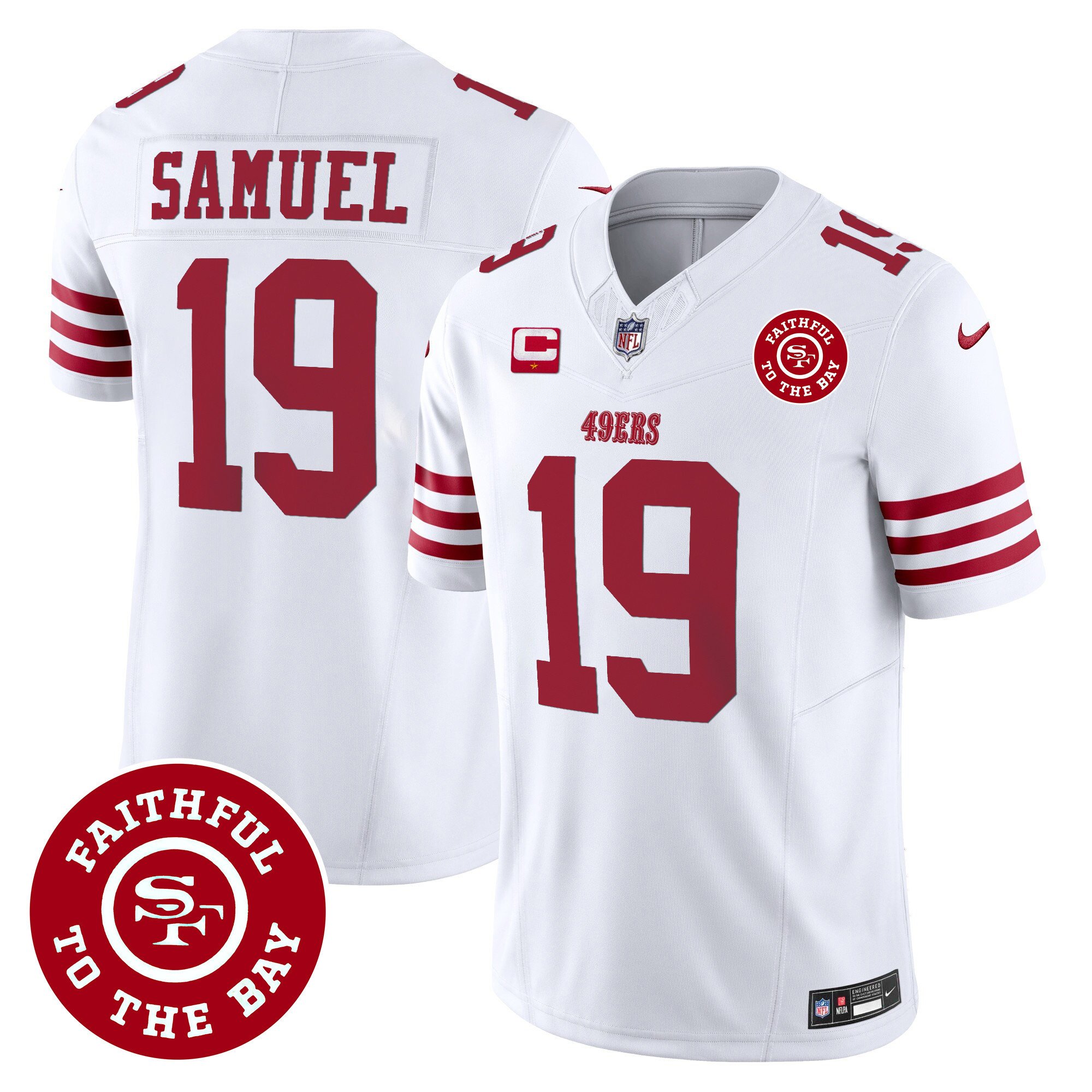 Men's Deebo Samuel San Francisco 49ers Faithful To The Bay Patch Vapor White Jersey - All Stitched