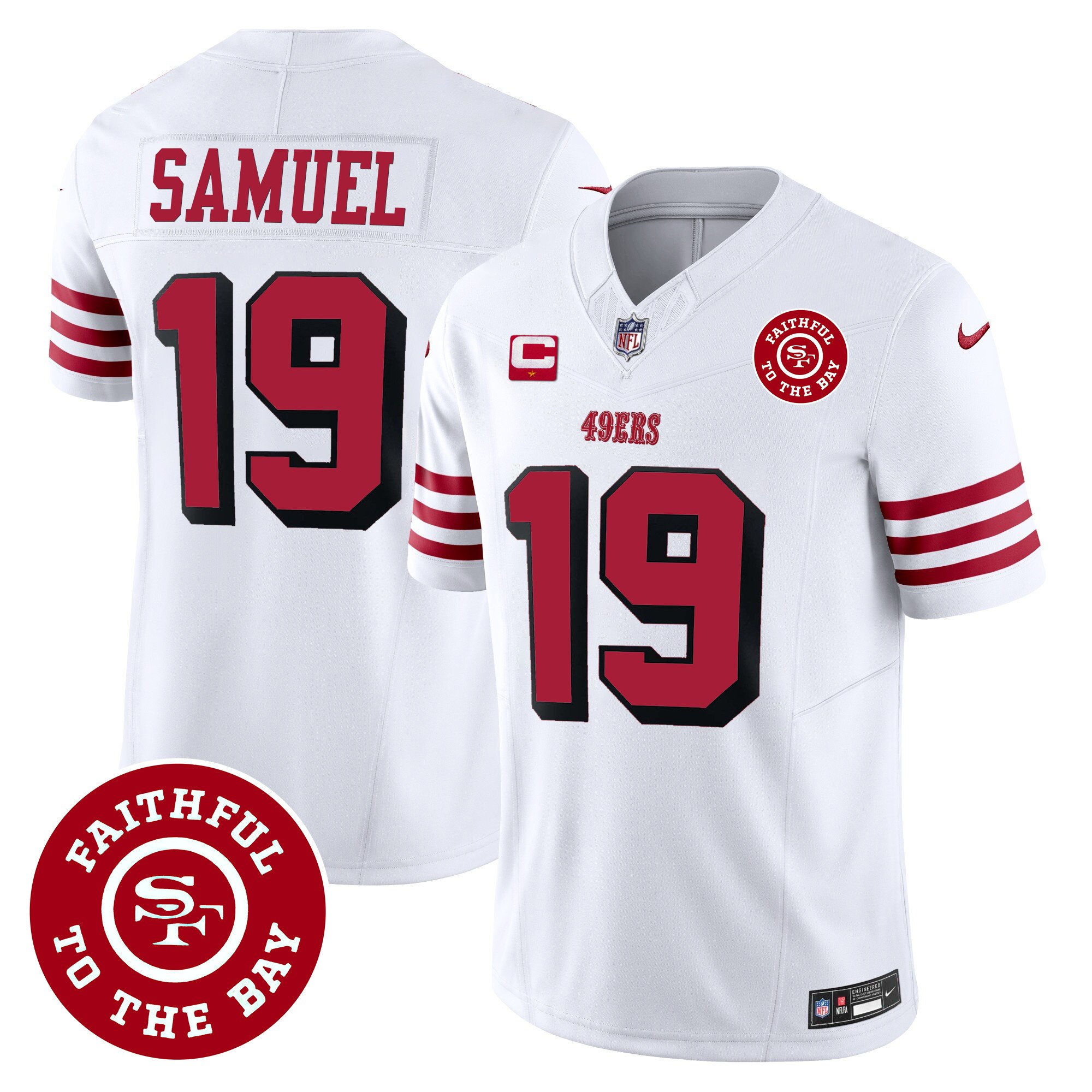 Men's Deebo Samuel San Francisco 49ers Faithful To The Bay Patch Vapor White Jersey V2 - All Stitched