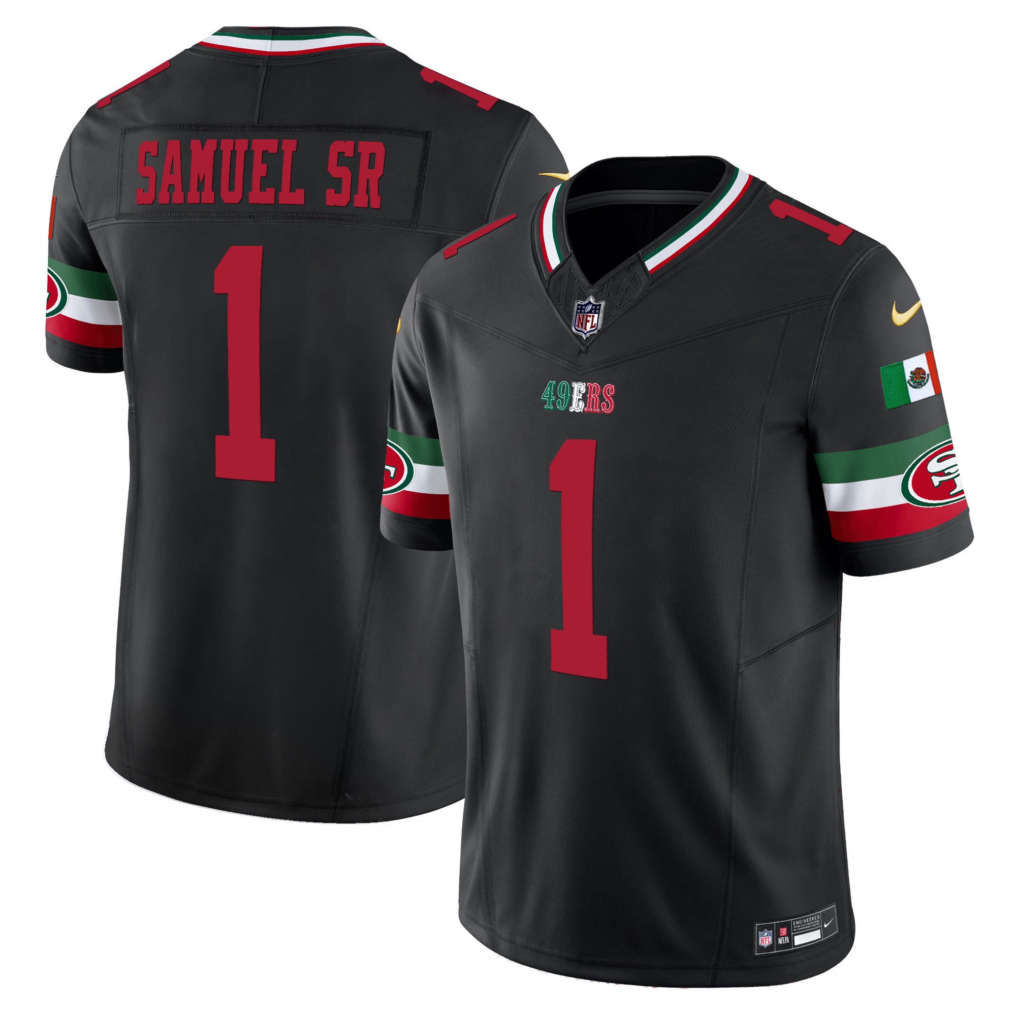 Men's Deebo Samuel San Francisco 49ers Mexico Vapor Black Jersey V2 - All Stitched