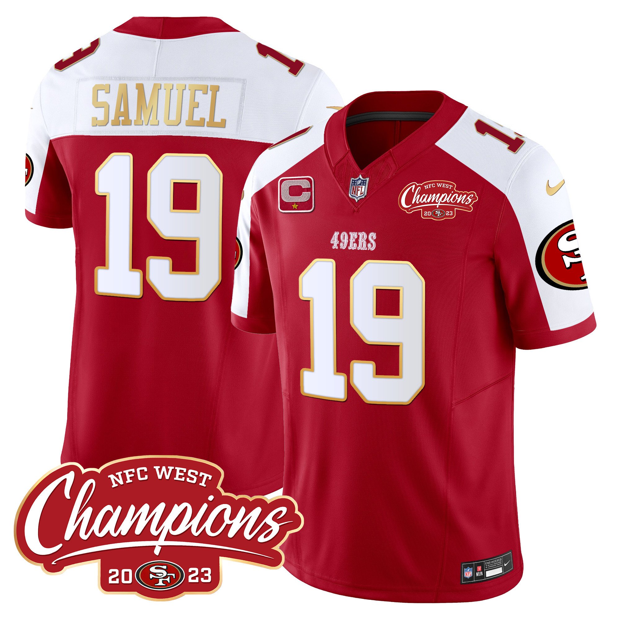 Men's Deebo Samuel San Francisco 49ers NFC West Champions Gold Trim Vapor Red Alternate Jersey - All Stitched