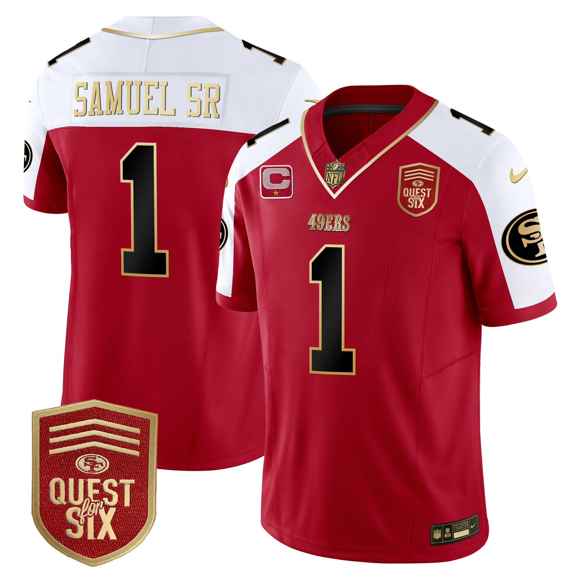 Men's Deebo Samuel San Francisco 49ers Quest For Six Patch Vapor Limited Alternate Jersey - All Stitched