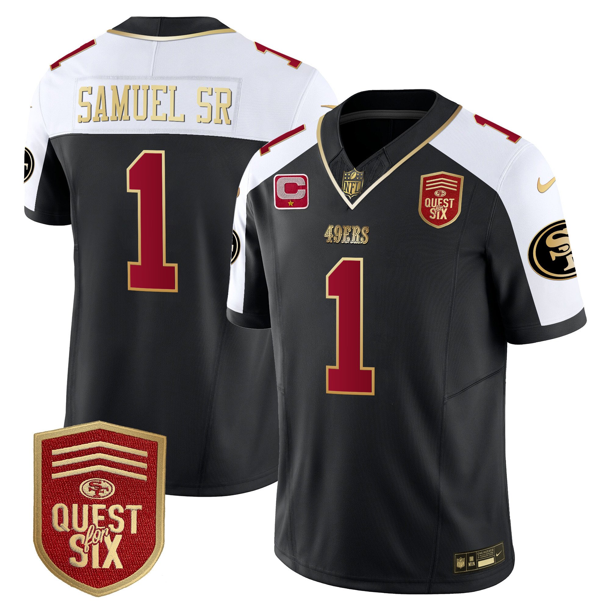 Men's Deebo Samuel San Francisco 49ers Quest For Six Patch Vapor Limited Black Alternate Jersey - All Stitched