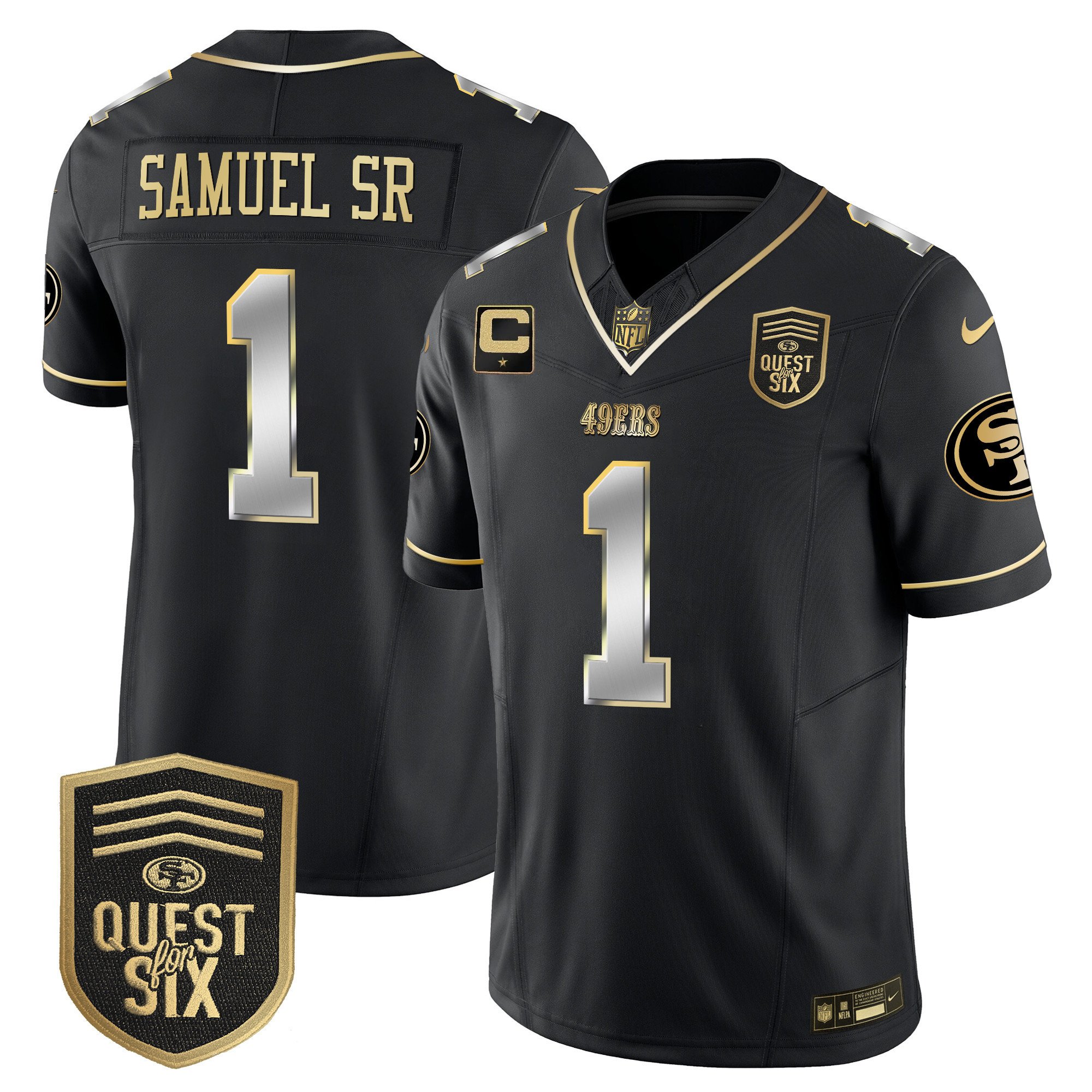 Men's Deebo Samuel San Francisco 49ers Quest For Six Patch Vapor Limited Black Limited Jersey - All Stitched