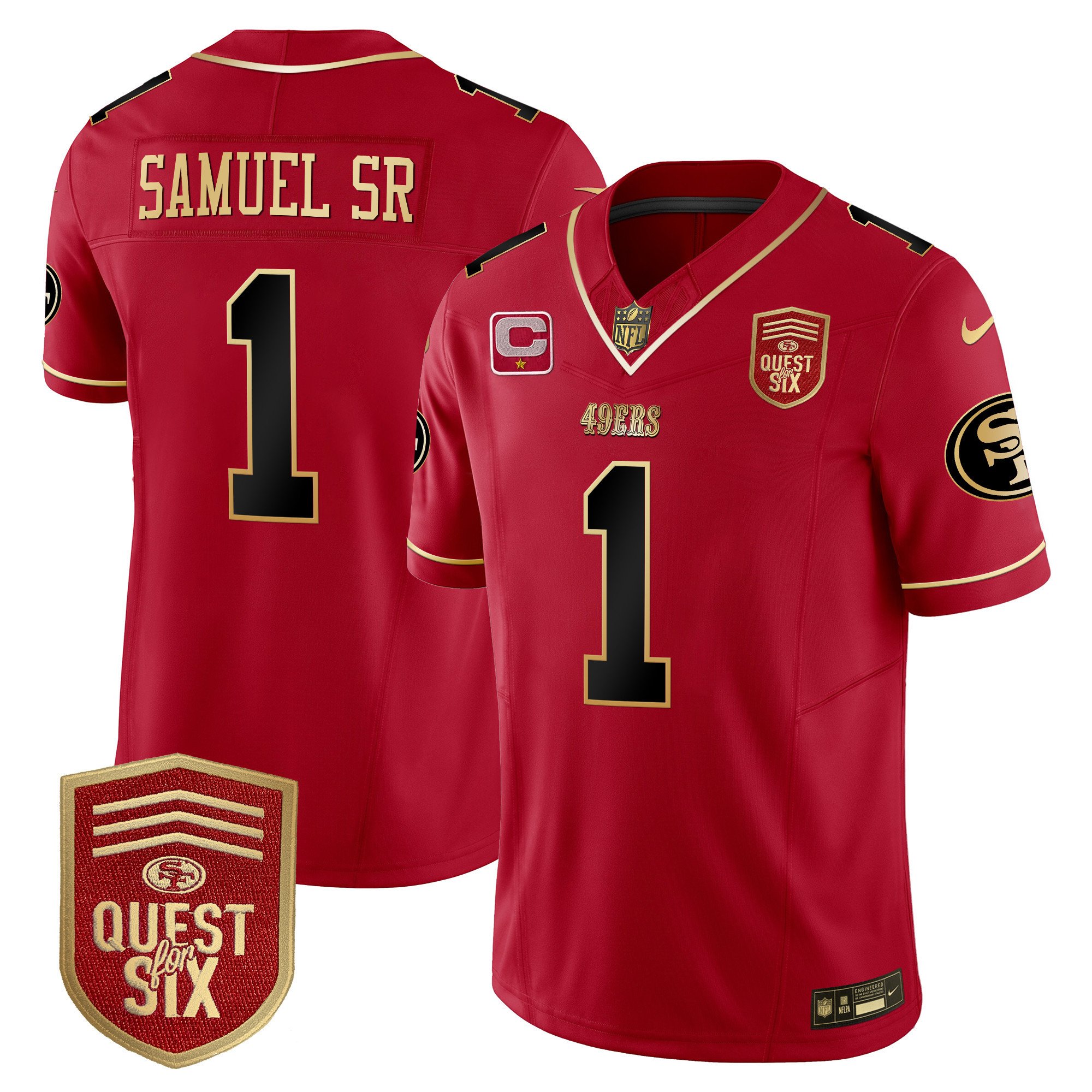 Men's Deebo Samuel San Francisco 49ers Quest For Six Patch Vapor Limited Scarlet Limited Jersey - All Stitched