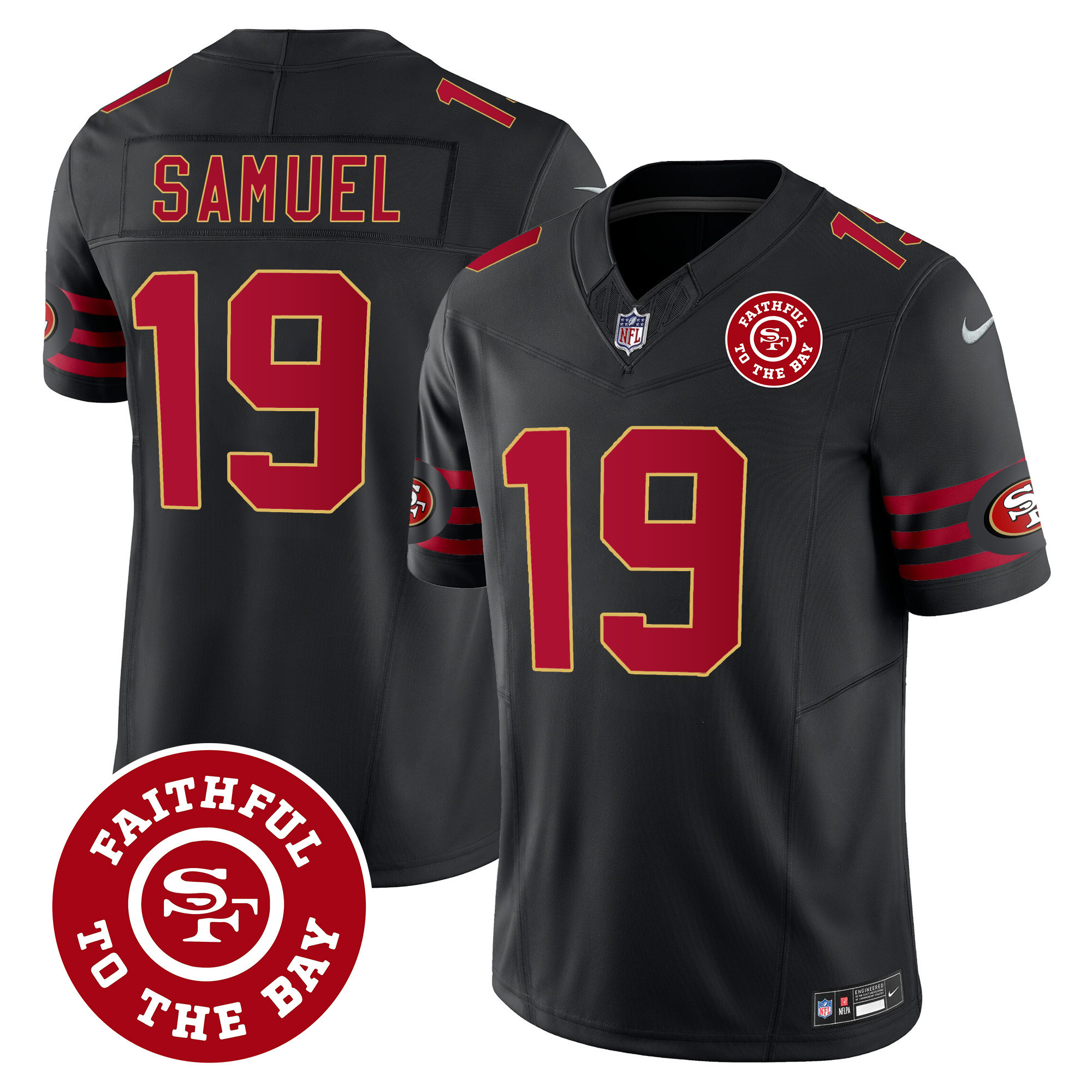 Men's Deebo Samuel San Francisco 49ers Throwback Faithful To The Bay Patch Vapor Limited Black Jersey - All Stitched