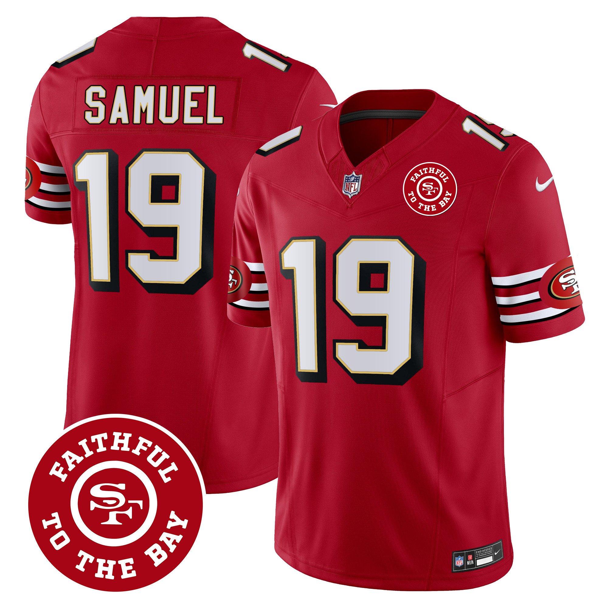 Men's Deebo Samuel San Francisco 49ers Throwback Faithful To The Bay Patch Vapor Limited Red Jersey - All Stitched