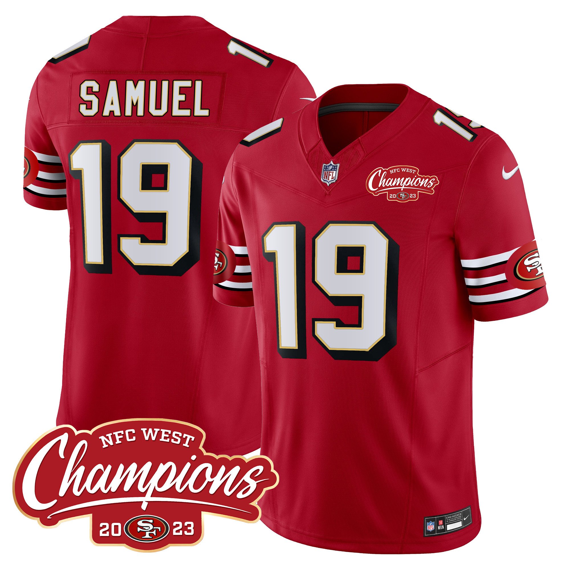 Men's Deebo Samuel San Francisco 49ers Throwback NFC West Champions Patch Vapor Red Jersey - All Stitched