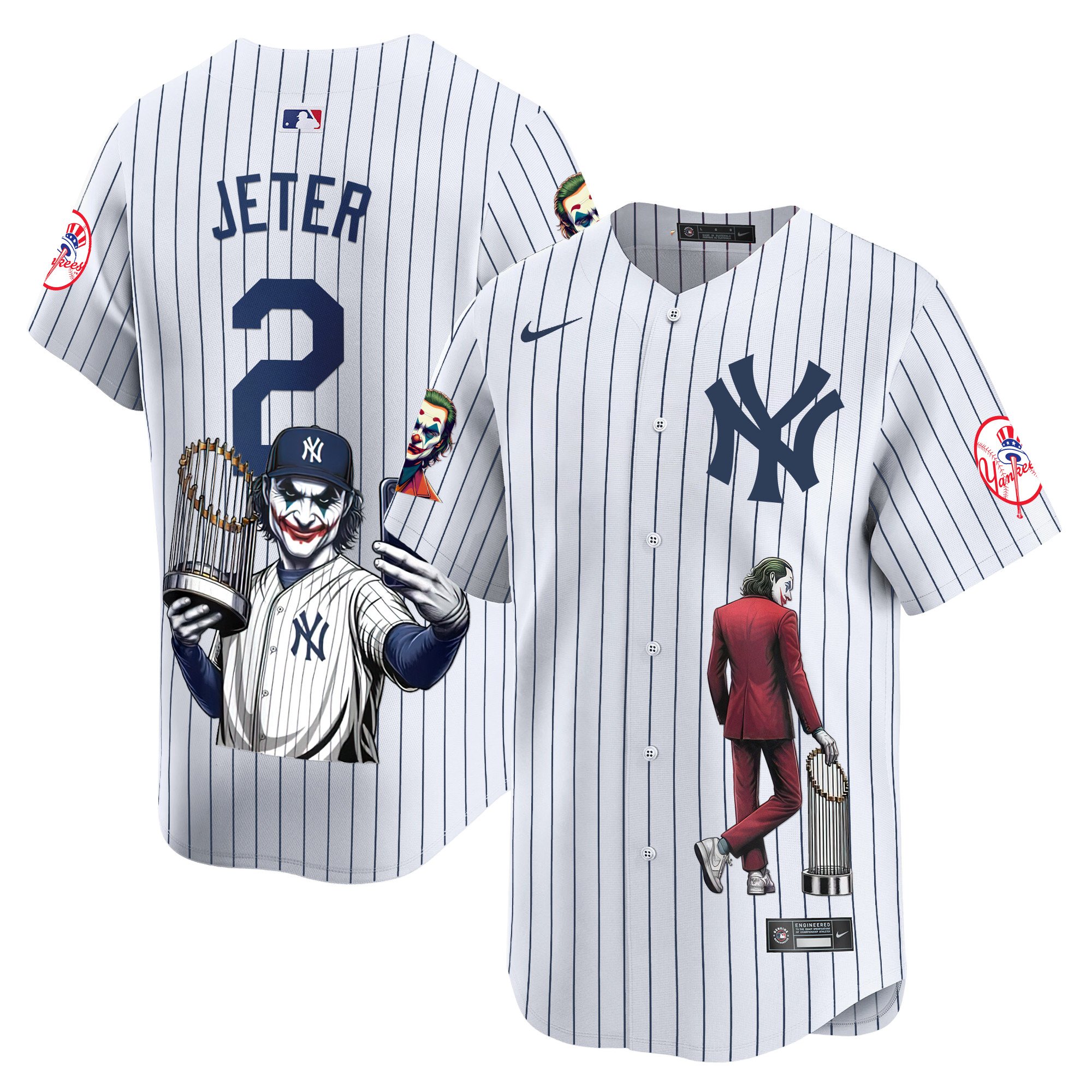 Men's Derek Jeter New York Yankees Joker Vapor Premier Limited White Jersey - Printed