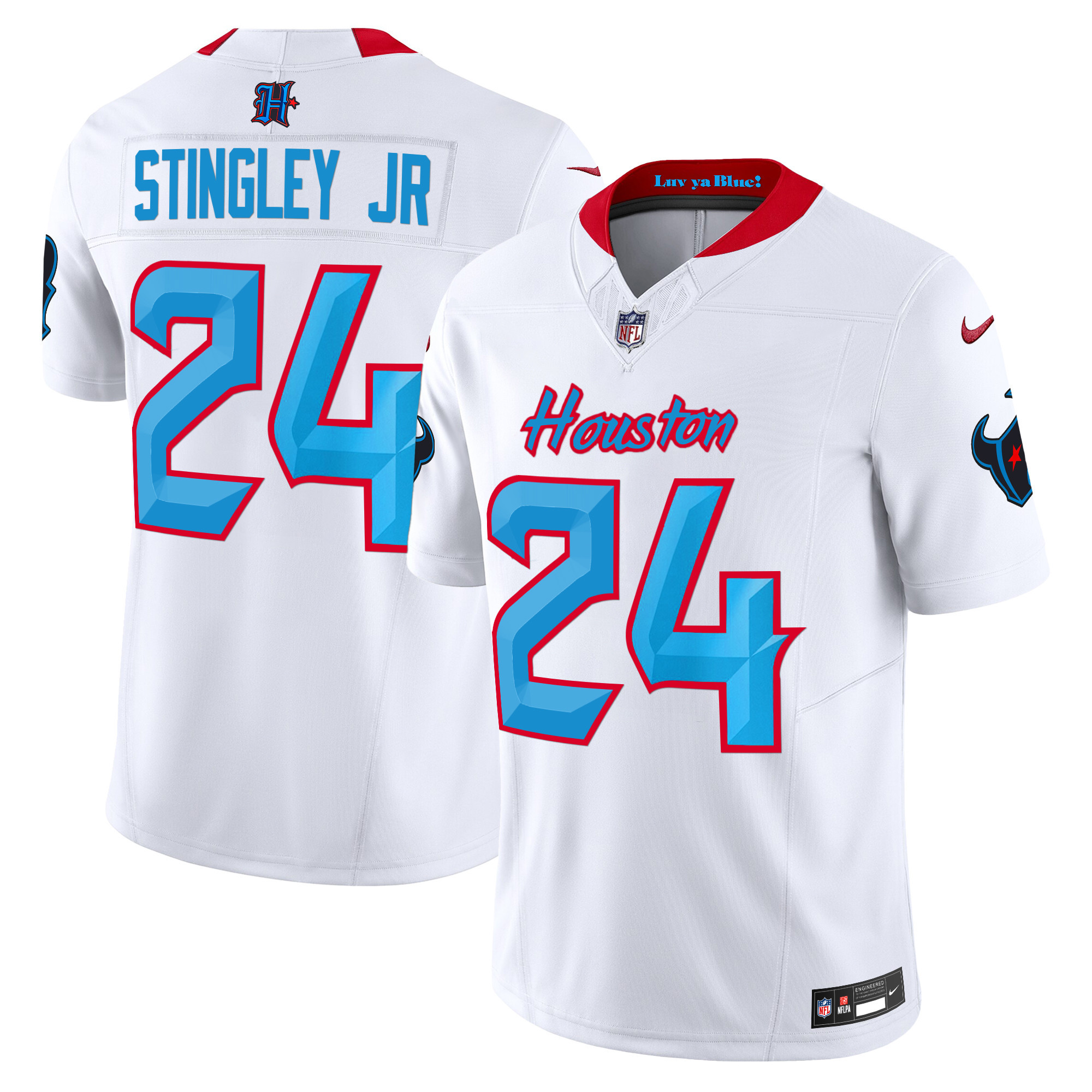 Men's Derek Stingley Jr. Houston Texans 2024 Vapor Limited White Jersey V4 - All Stitched