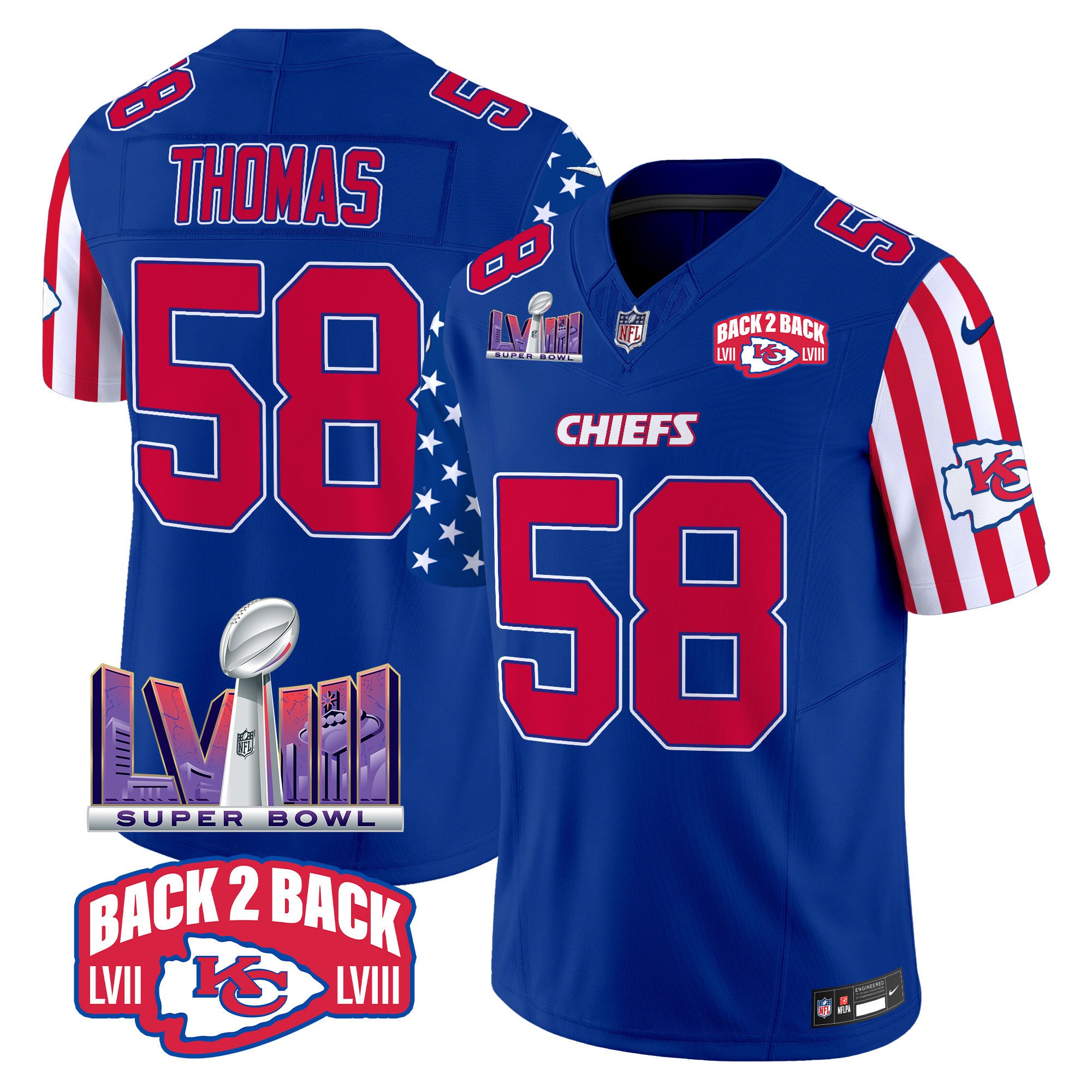 Men's Derrick Thomas Kansas City Chiefs American Style Vapor Limited Royal Jersey - All Stitched