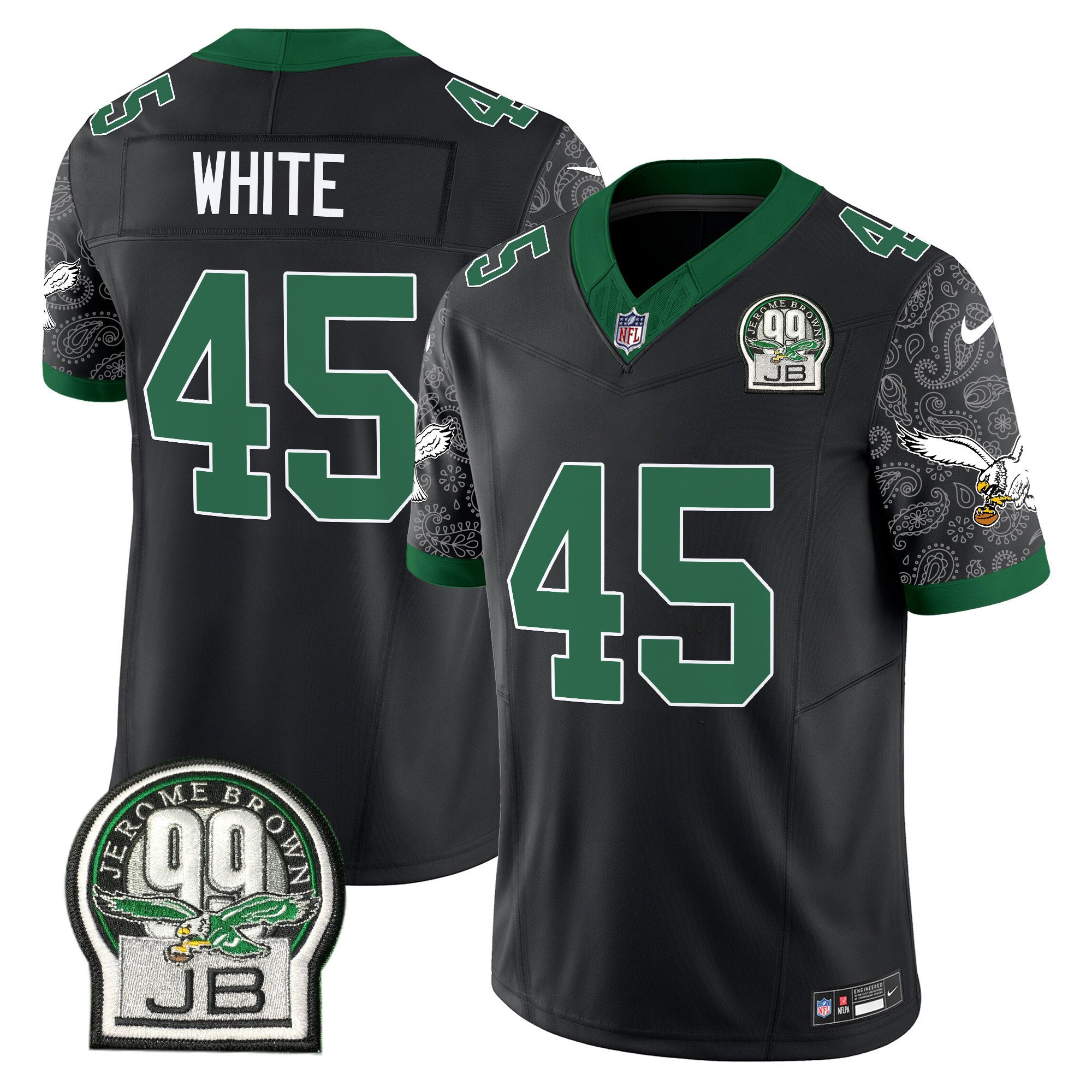 Men's Devin White Philadelphia Eagles Kelly Green Vapor Limited Black Jersey V4 - All Stitched