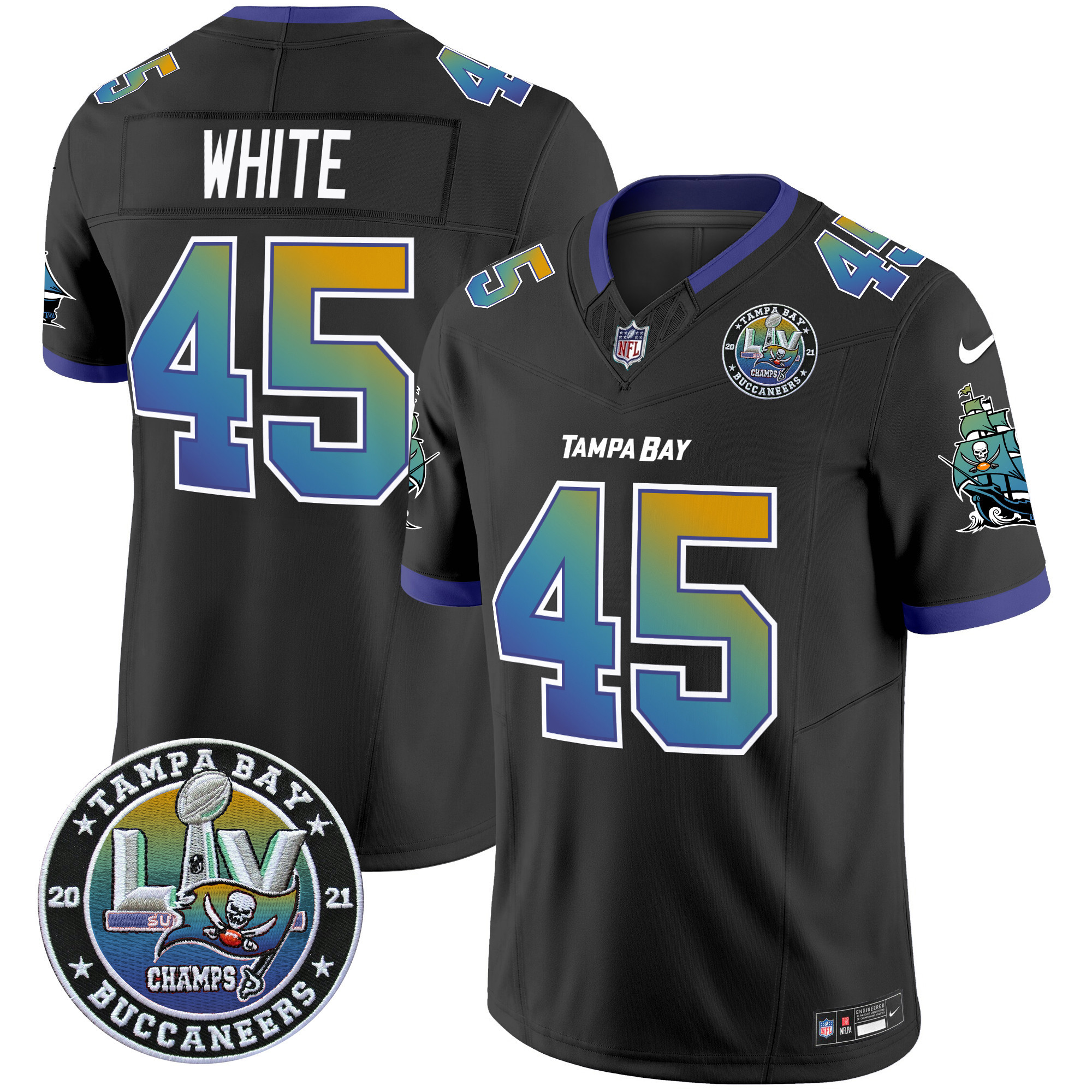 Men's Devin White Tampa Bay Buccaneers "Tampa City" Super Bowl LIV Patch Vapor Limited Black Jersey - All Stitched