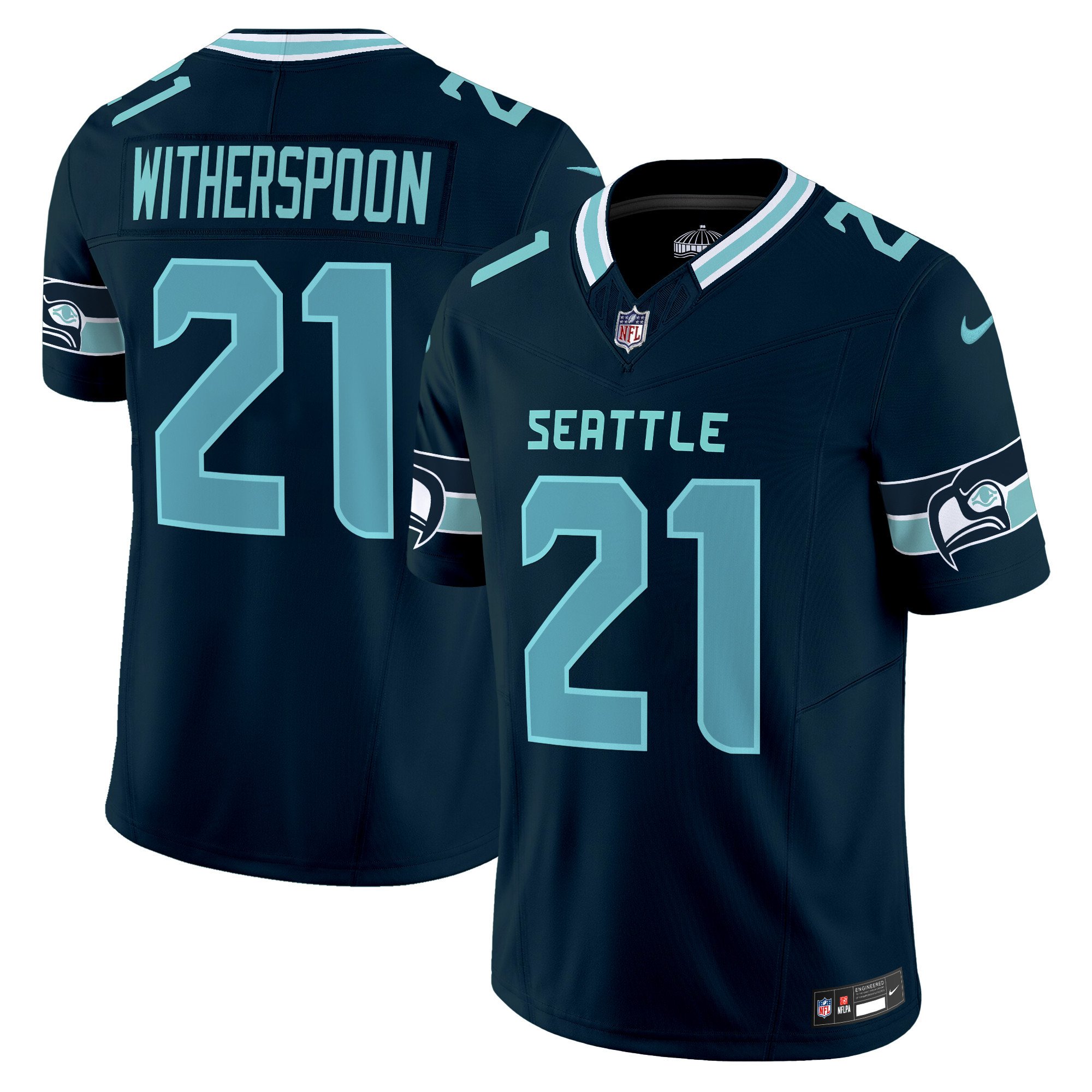 Men's Devon Witherspoon Seattle Seahawks "Seattle City" Vapor Limited Navy Jersey - All Stitched