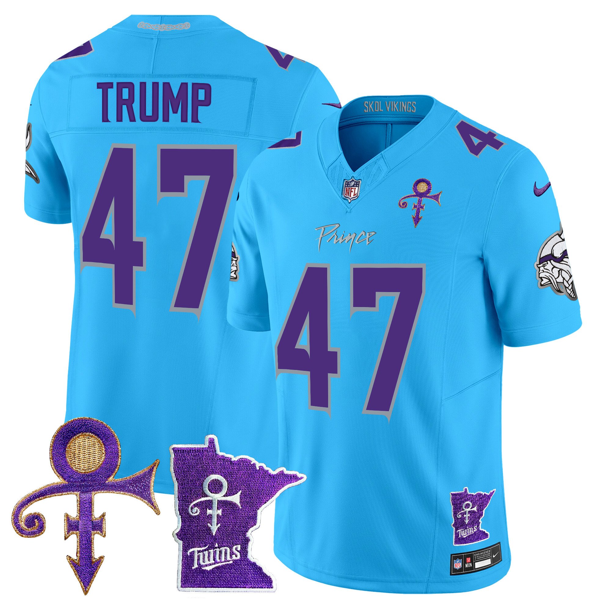 Men's Donald Trump Minnesota Vikings 2024 Prince Vapor Limited Light Blue Jersey V2 - All Stitched