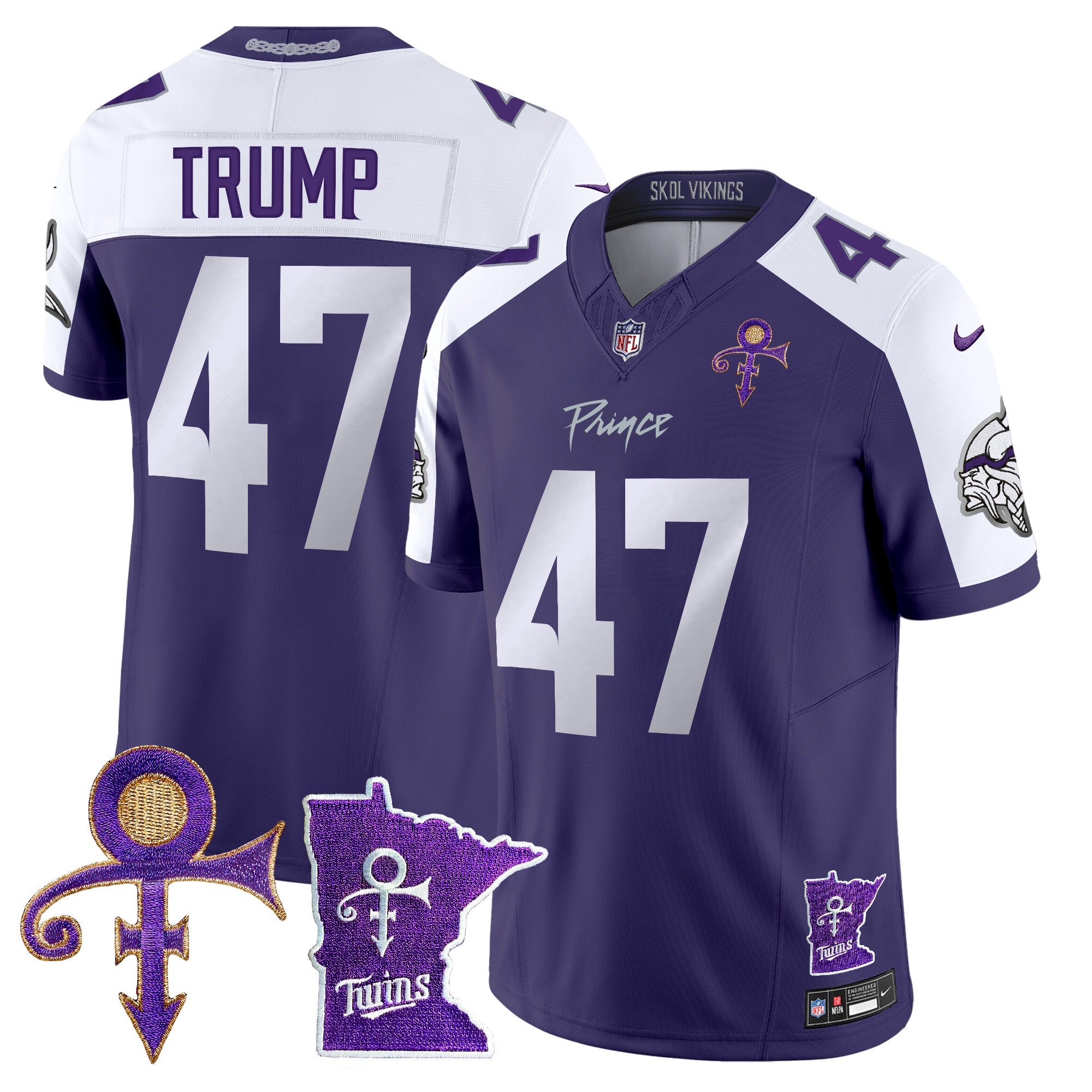 Men's Donald Trump Minnesota Vikings 2024 Prince Vapor Limited Purple Alternate Jersey V2 - All Stitched